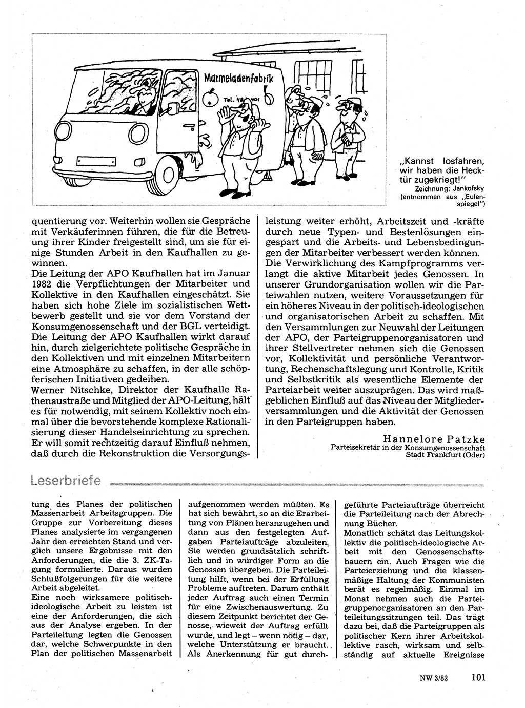 Neuer Weg (NW), Organ des Zentralkomitees (ZK) der SED (Sozialistische Einheitspartei Deutschlands) für Fragen des Parteilebens, 37. Jahrgang [Deutsche Demokratische Republik (DDR)] 1982, Seite 101 (NW ZK SED DDR 1982, S. 101)