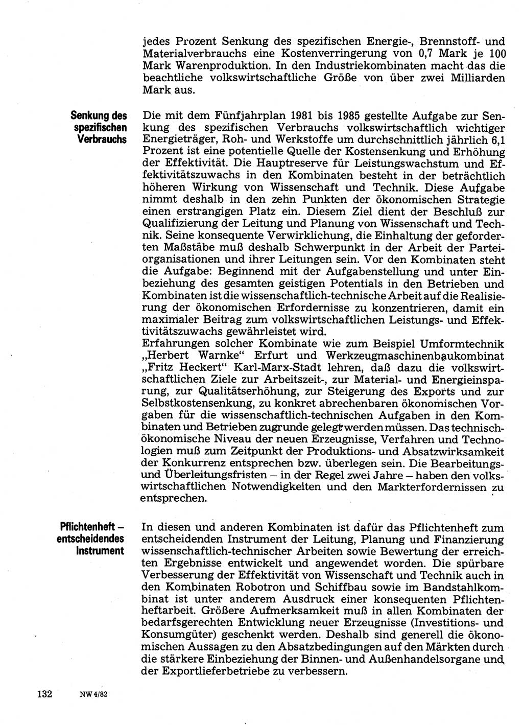 Neuer Weg (NW), Organ des Zentralkomitees (ZK) der SED (Sozialistische Einheitspartei Deutschlands) für Fragen des Parteilebens, 37. Jahrgang [Deutsche Demokratische Republik (DDR)] 1982, Seite 132 (NW ZK SED DDR 1982, S. 132)