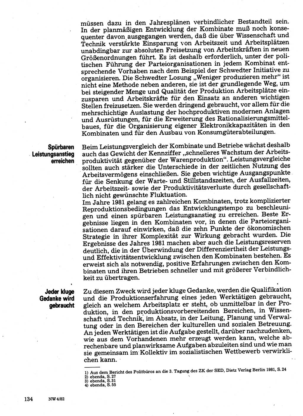 Neuer Weg (NW), Organ des Zentralkomitees (ZK) der SED (Sozialistische Einheitspartei Deutschlands) für Fragen des Parteilebens, 37. Jahrgang [Deutsche Demokratische Republik (DDR)] 1982, Seite 134 (NW ZK SED DDR 1982, S. 134)