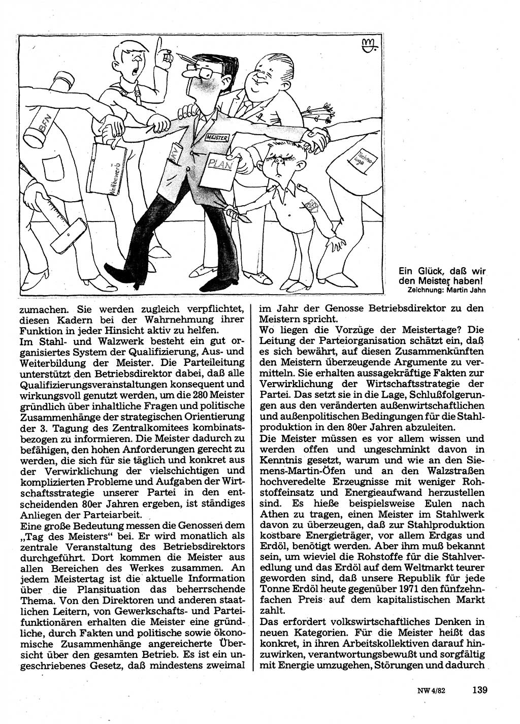 Neuer Weg (NW), Organ des Zentralkomitees (ZK) der SED (Sozialistische Einheitspartei Deutschlands) für Fragen des Parteilebens, 37. Jahrgang [Deutsche Demokratische Republik (DDR)] 1982, Seite 139 (NW ZK SED DDR 1982, S. 139)