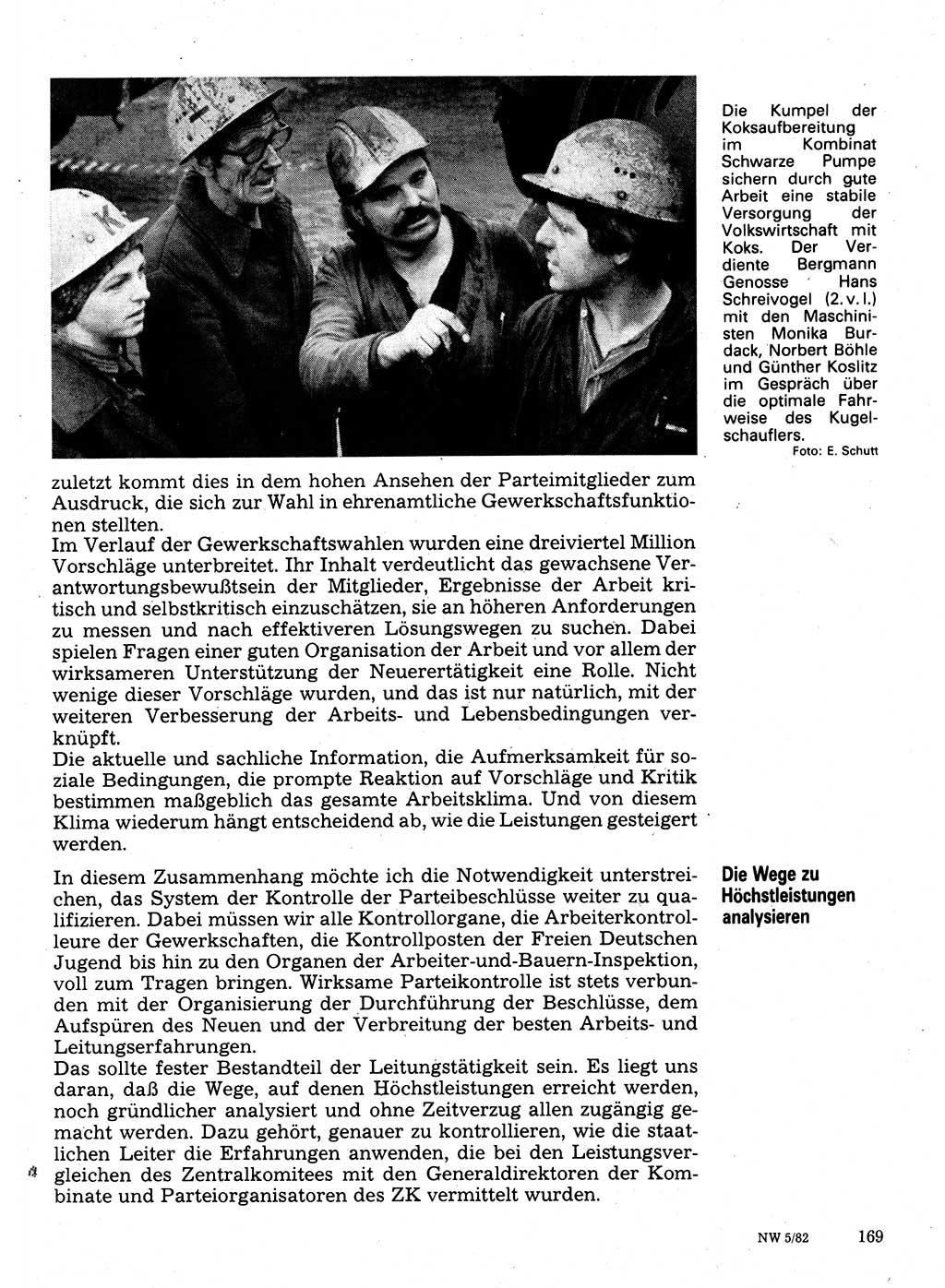 Neuer Weg (NW), Organ des Zentralkomitees (ZK) der SED (Sozialistische Einheitspartei Deutschlands) für Fragen des Parteilebens, 37. Jahrgang [Deutsche Demokratische Republik (DDR)] 1982, Seite 169 (NW ZK SED DDR 1982, S. 169)