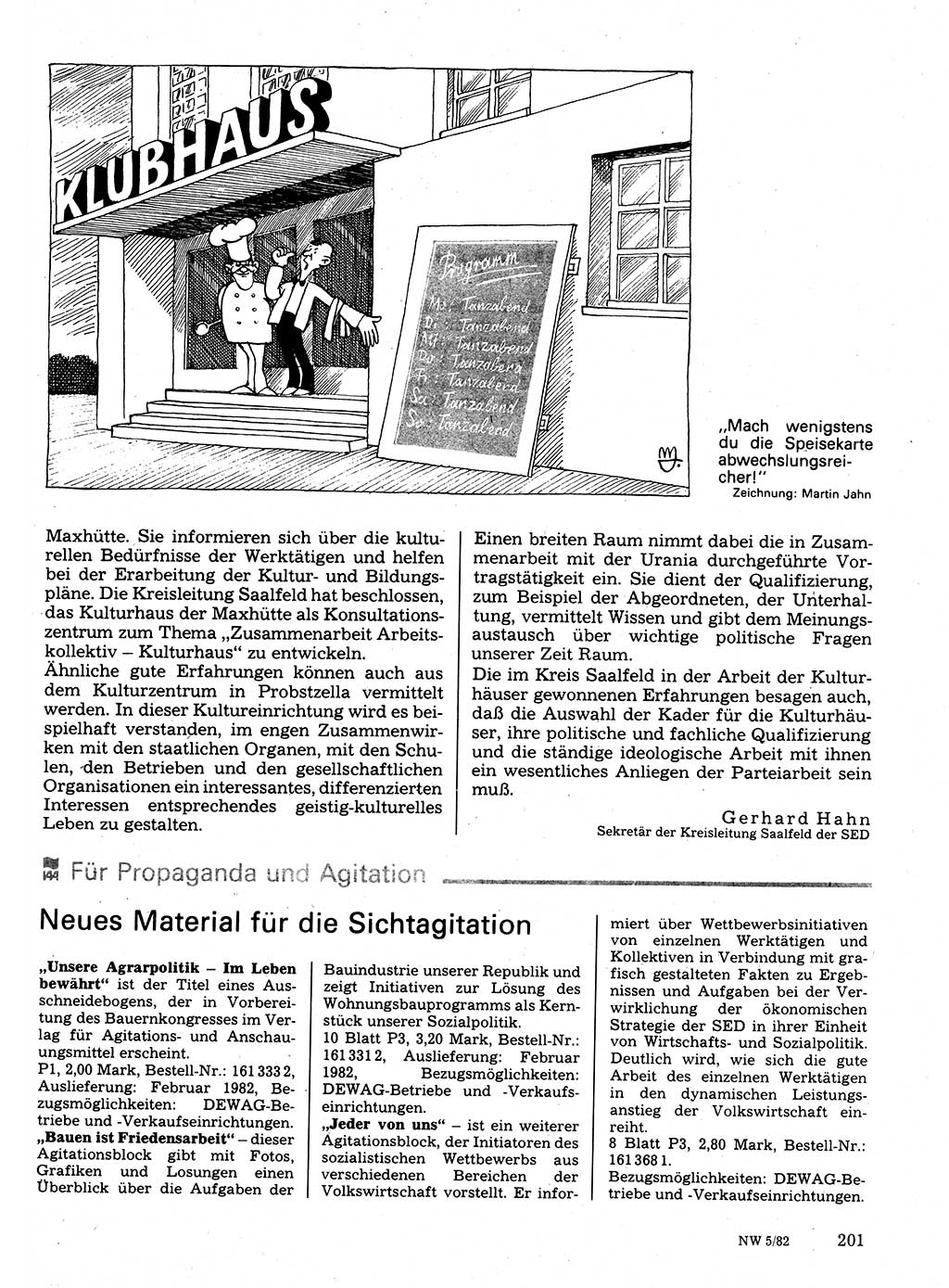 Neuer Weg (NW), Organ des Zentralkomitees (ZK) der SED (Sozialistische Einheitspartei Deutschlands) für Fragen des Parteilebens, 37. Jahrgang [Deutsche Demokratische Republik (DDR)] 1982, Seite 201 (NW ZK SED DDR 1982, S. 201)