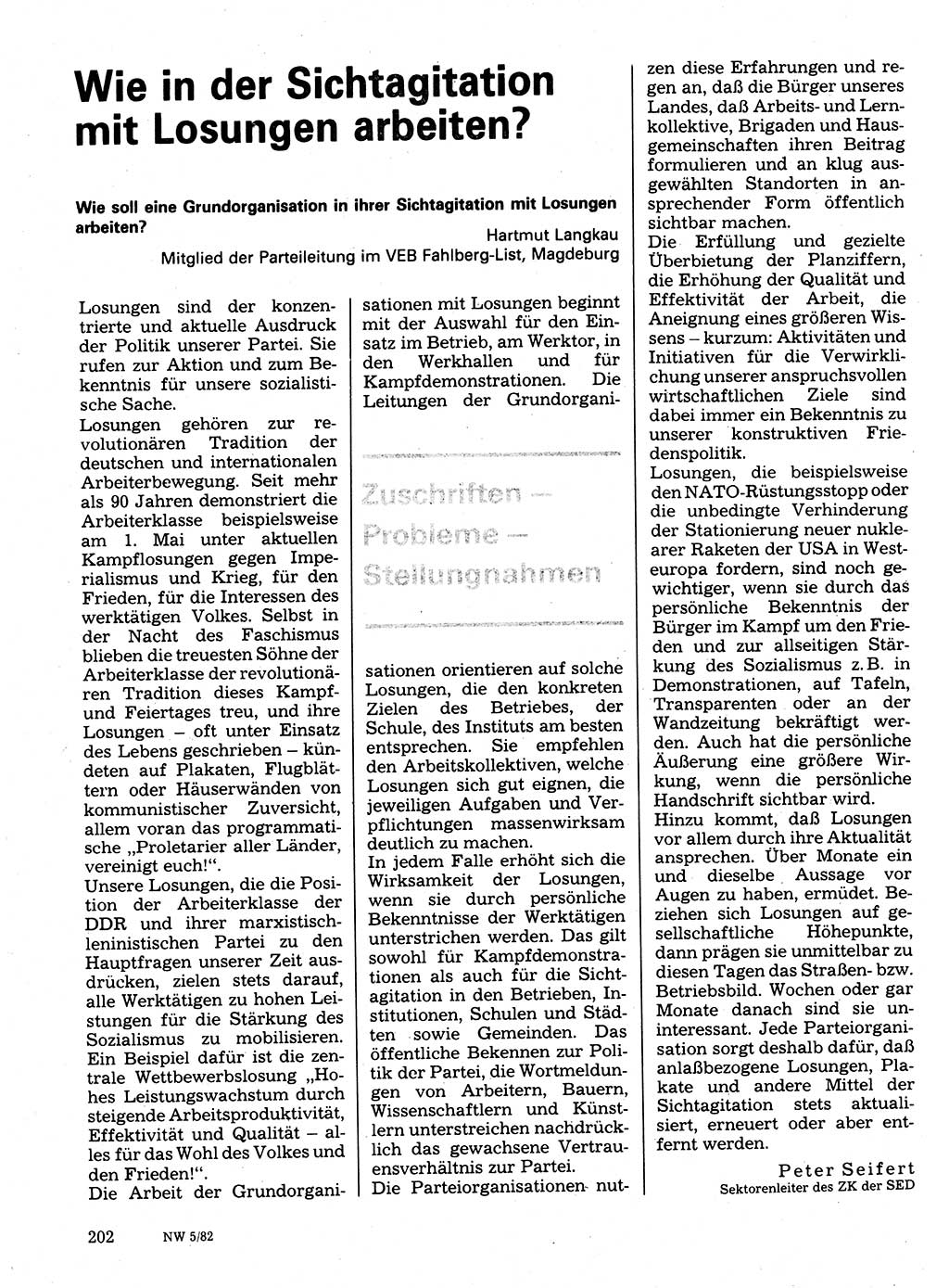 Neuer Weg (NW), Organ des Zentralkomitees (ZK) der SED (Sozialistische Einheitspartei Deutschlands) für Fragen des Parteilebens, 37. Jahrgang [Deutsche Demokratische Republik (DDR)] 1982, Seite 202 (NW ZK SED DDR 1982, S. 202)