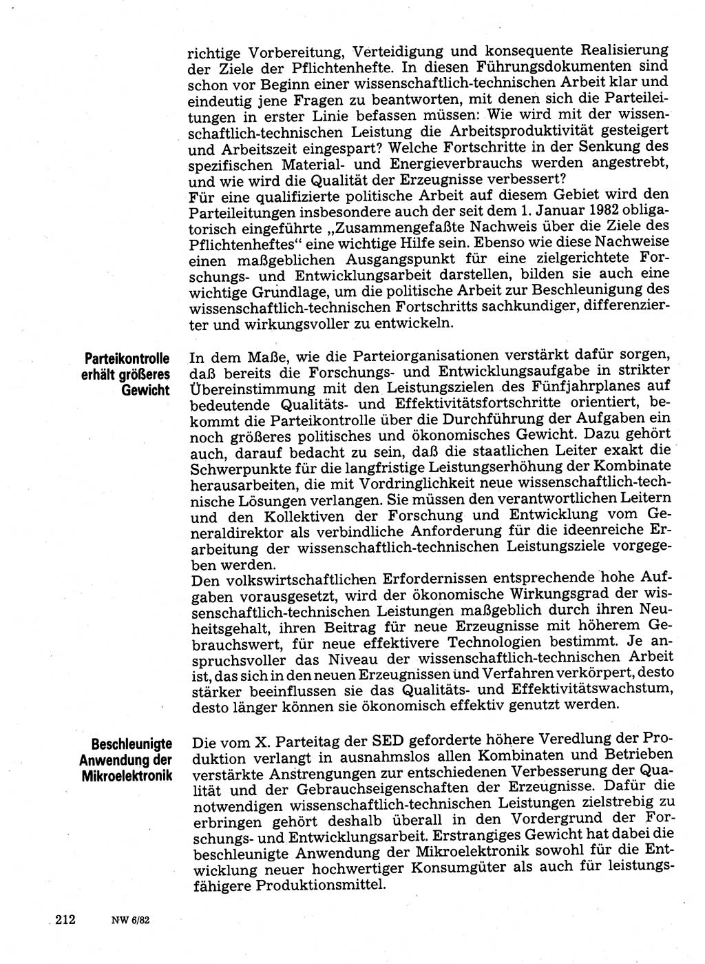 Neuer Weg (NW), Organ des Zentralkomitees (ZK) der SED (Sozialistische Einheitspartei Deutschlands) für Fragen des Parteilebens, 37. Jahrgang [Deutsche Demokratische Republik (DDR)] 1982, Seite 212 (NW ZK SED DDR 1982, S. 212)