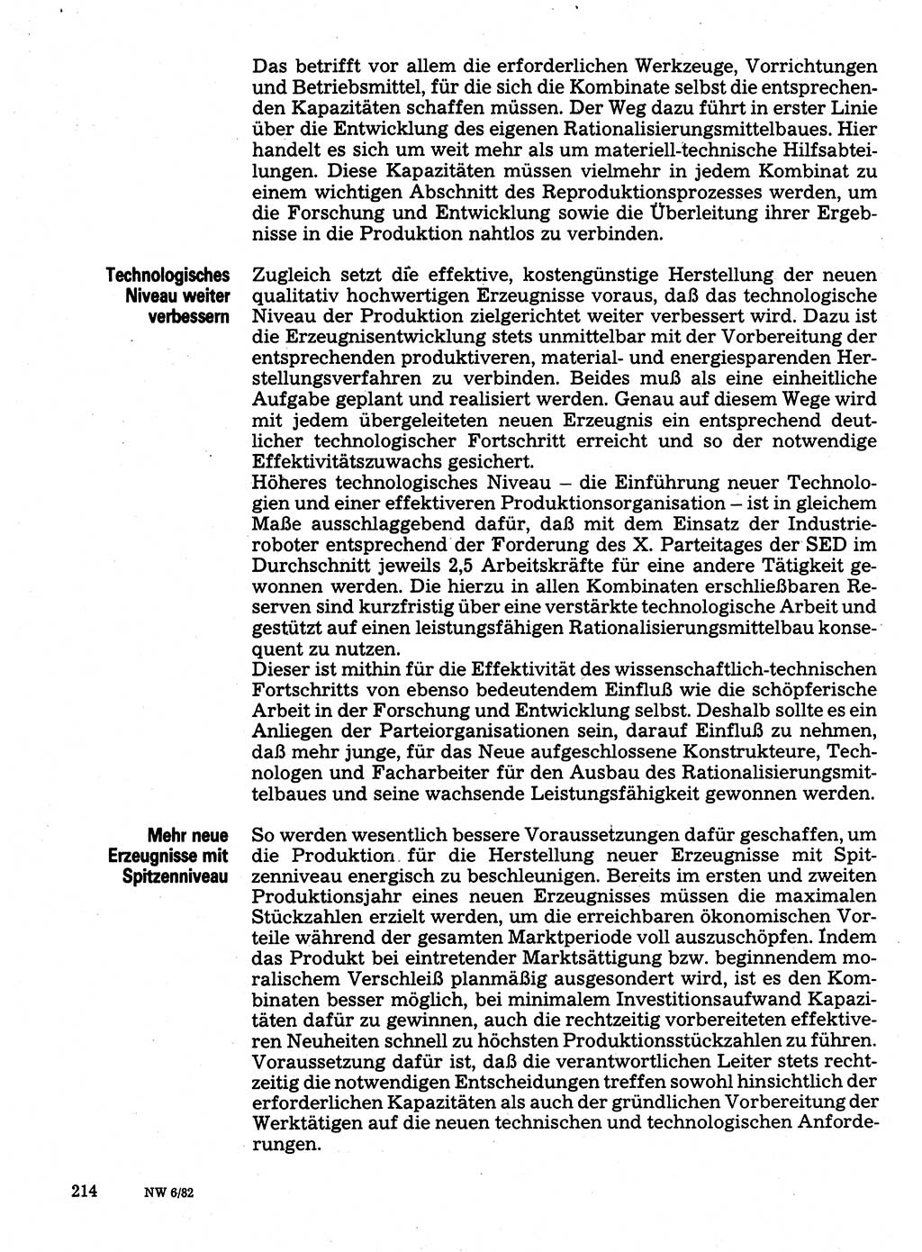 Neuer Weg (NW), Organ des Zentralkomitees (ZK) der SED (Sozialistische Einheitspartei Deutschlands) für Fragen des Parteilebens, 37. Jahrgang [Deutsche Demokratische Republik (DDR)] 1982, Seite 214 (NW ZK SED DDR 1982, S. 214)
