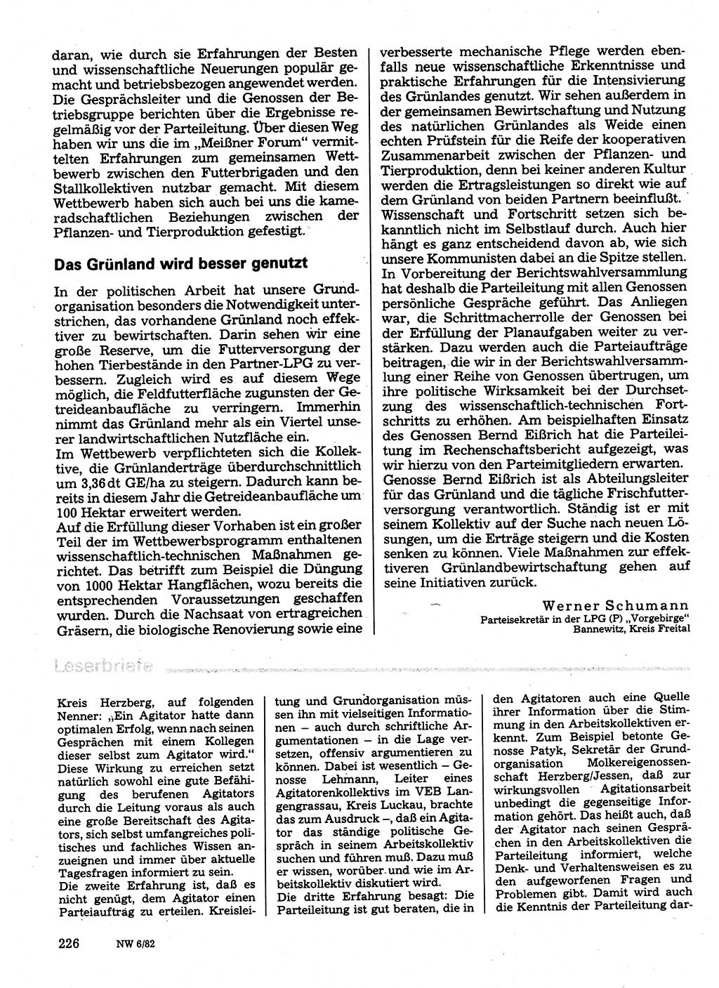Neuer Weg (NW), Organ des Zentralkomitees (ZK) der SED (Sozialistische Einheitspartei Deutschlands) für Fragen des Parteilebens, 37. Jahrgang [Deutsche Demokratische Republik (DDR)] 1982, Seite 226 (NW ZK SED DDR 1982, S. 226)