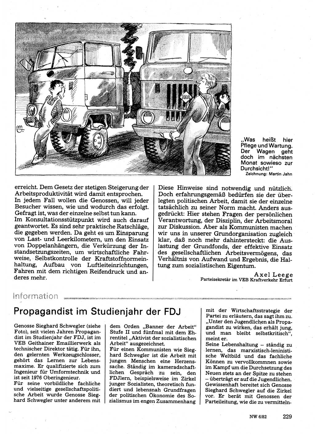Neuer Weg (NW), Organ des Zentralkomitees (ZK) der SED (Sozialistische Einheitspartei Deutschlands) für Fragen des Parteilebens, 37. Jahrgang [Deutsche Demokratische Republik (DDR)] 1982, Seite 229 (NW ZK SED DDR 1982, S. 229)