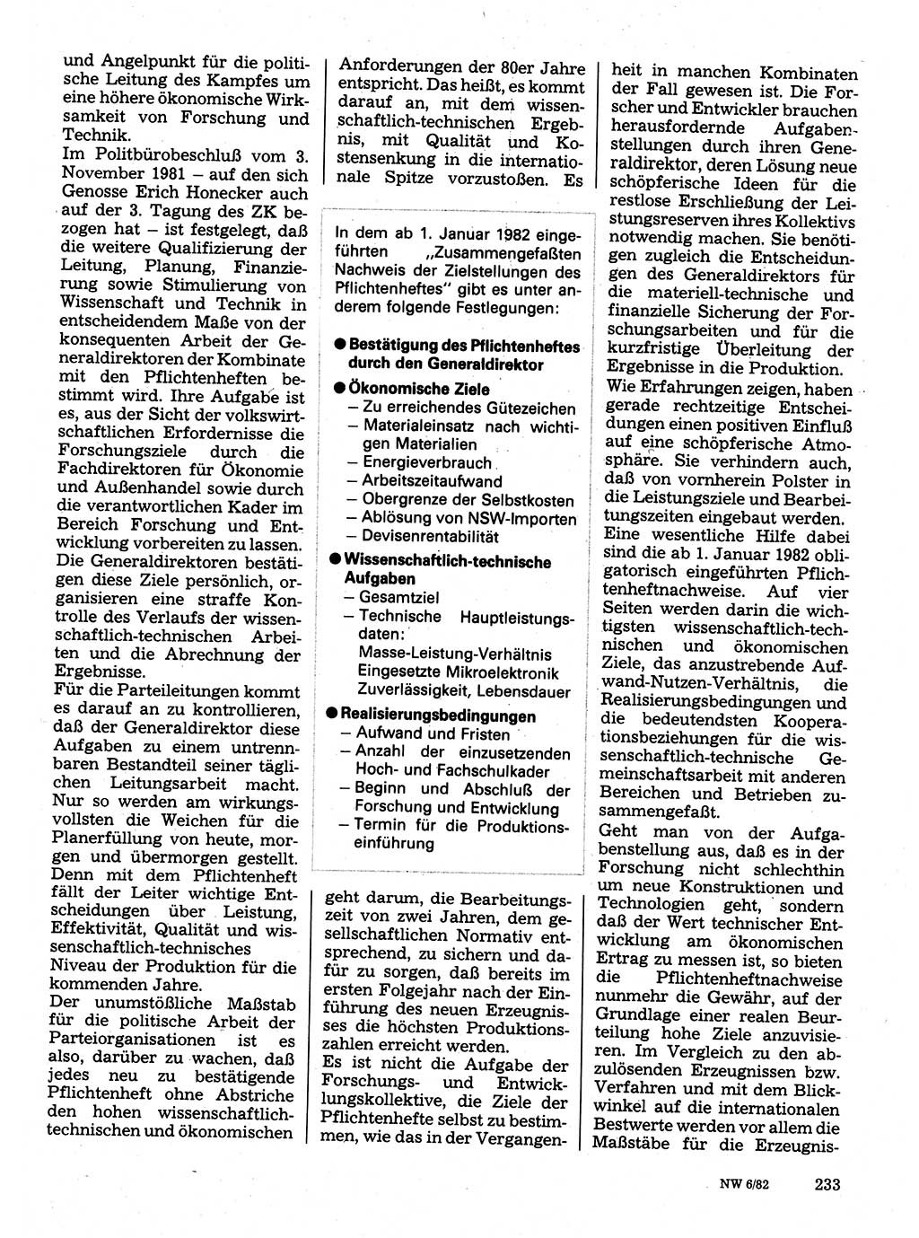 Neuer Weg (NW), Organ des Zentralkomitees (ZK) der SED (Sozialistische Einheitspartei Deutschlands) für Fragen des Parteilebens, 37. Jahrgang [Deutsche Demokratische Republik (DDR)] 1982, Seite 233 (NW ZK SED DDR 1982, S. 233)