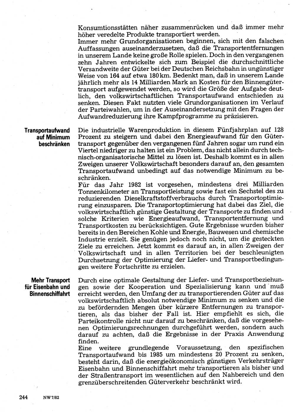 Neuer Weg (NW), Organ des Zentralkomitees (ZK) der SED (Sozialistische Einheitspartei Deutschlands) für Fragen des Parteilebens, 37. Jahrgang [Deutsche Demokratische Republik (DDR)] 1982, Seite 244 (NW ZK SED DDR 1982, S. 244)
