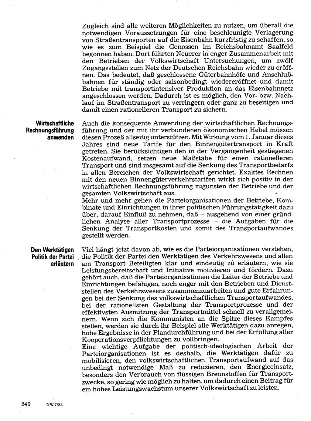 Neuer Weg (NW), Organ des Zentralkomitees (ZK) der SED (Sozialistische Einheitspartei Deutschlands) für Fragen des Parteilebens, 37. Jahrgang [Deutsche Demokratische Republik (DDR)] 1982, Seite 246 (NW ZK SED DDR 1982, S. 246)