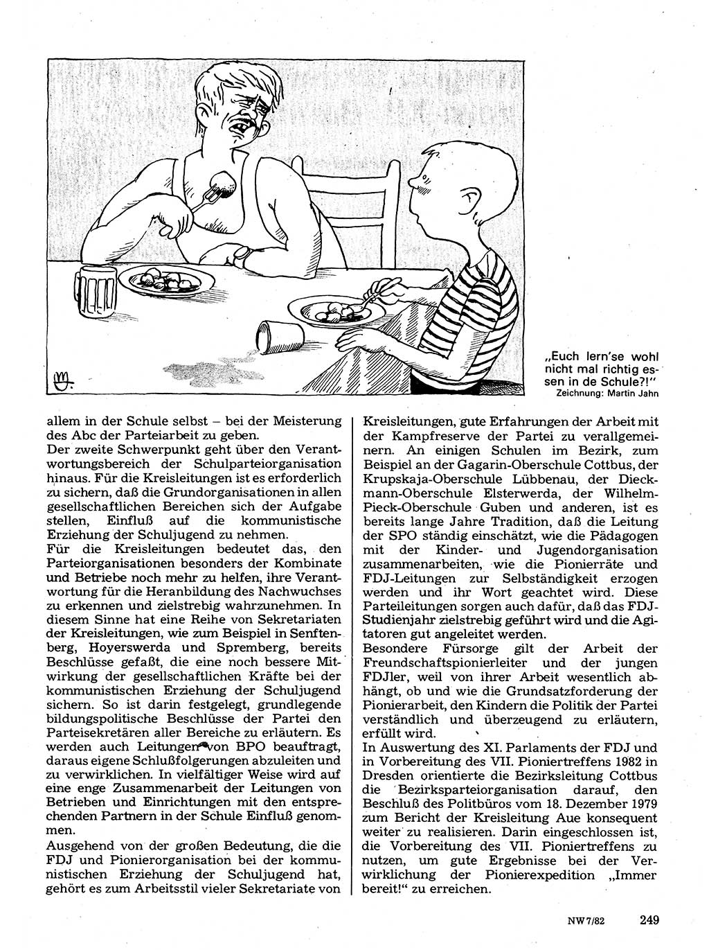 Neuer Weg (NW), Organ des Zentralkomitees (ZK) der SED (Sozialistische Einheitspartei Deutschlands) für Fragen des Parteilebens, 37. Jahrgang [Deutsche Demokratische Republik (DDR)] 1982, Seite 249 (NW ZK SED DDR 1982, S. 249)