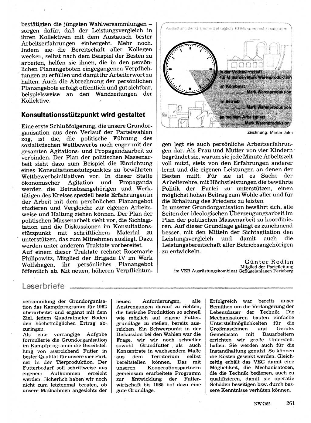 Neuer Weg (NW), Organ des Zentralkomitees (ZK) der SED (Sozialistische Einheitspartei Deutschlands) für Fragen des Parteilebens, 37. Jahrgang [Deutsche Demokratische Republik (DDR)] 1982, Seite 261 (NW ZK SED DDR 1982, S. 261)
