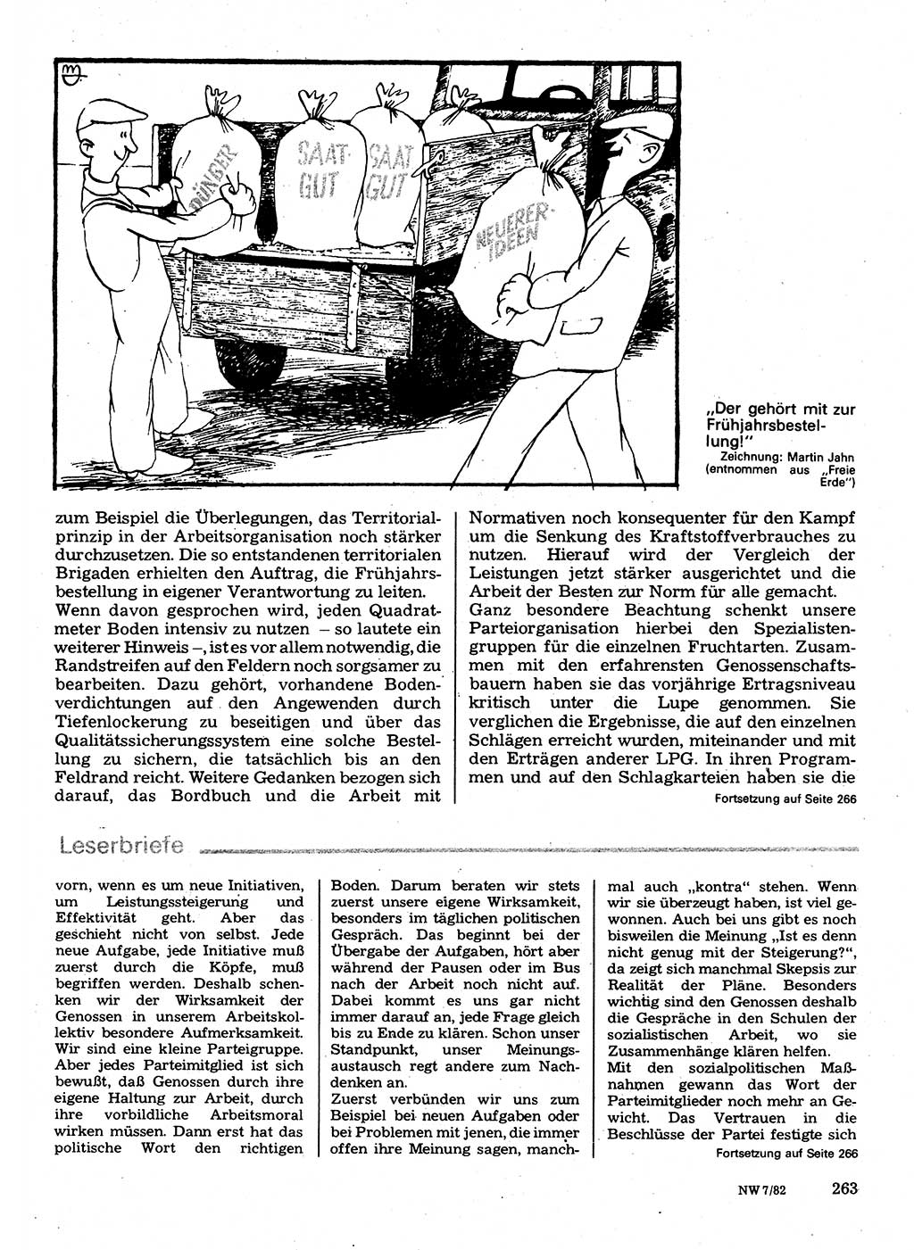 Neuer Weg (NW), Organ des Zentralkomitees (ZK) der SED (Sozialistische Einheitspartei Deutschlands) für Fragen des Parteilebens, 37. Jahrgang [Deutsche Demokratische Republik (DDR)] 1982, Seite 263 (NW ZK SED DDR 1982, S. 263)