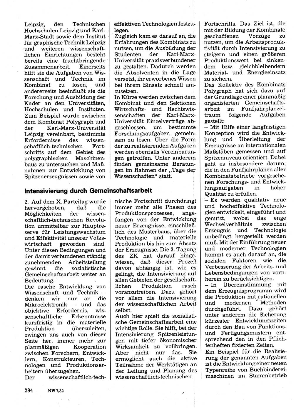 Neuer Weg (NW), Organ des Zentralkomitees (ZK) der SED (Sozialistische Einheitspartei Deutschlands) für Fragen des Parteilebens, 37. Jahrgang [Deutsche Demokratische Republik (DDR)] 1982, Seite 284 (NW ZK SED DDR 1982, S. 284)