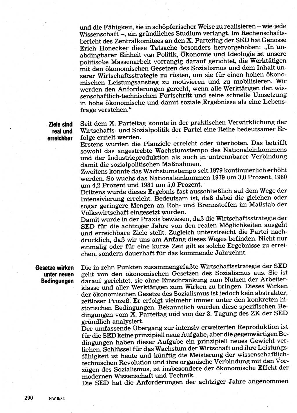 Neuer Weg (NW), Organ des Zentralkomitees (ZK) der SED (Sozialistische Einheitspartei Deutschlands) für Fragen des Parteilebens, 37. Jahrgang [Deutsche Demokratische Republik (DDR)] 1982, Seite 290 (NW ZK SED DDR 1982, S. 290)