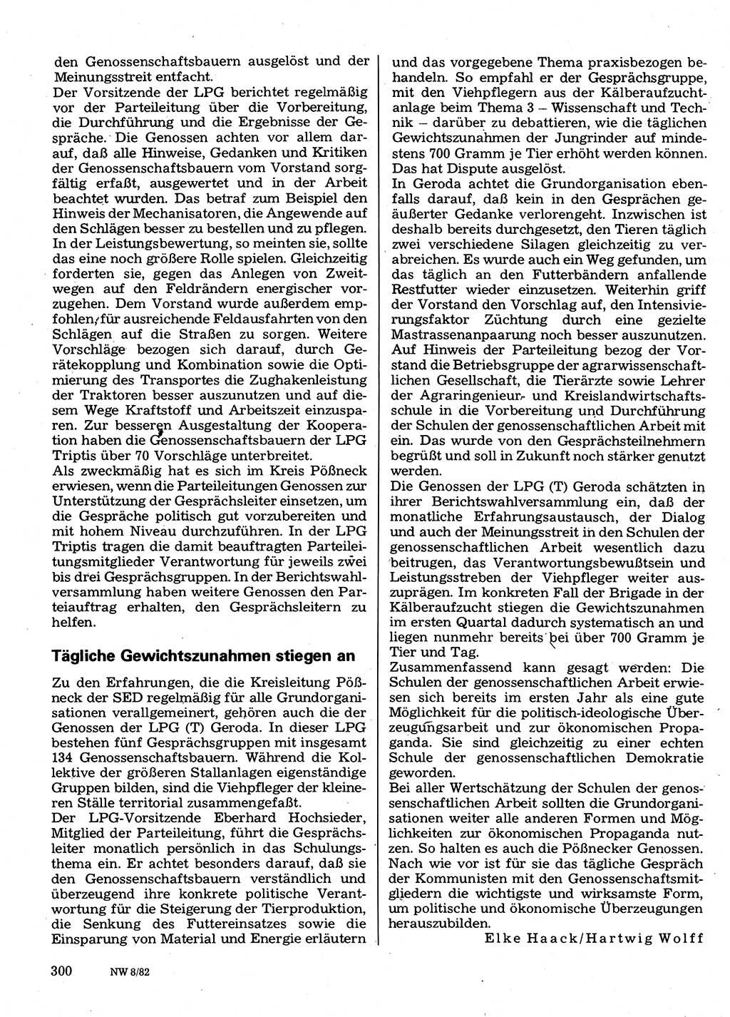 Neuer Weg (NW), Organ des Zentralkomitees (ZK) der SED (Sozialistische Einheitspartei Deutschlands) für Fragen des Parteilebens, 37. Jahrgang [Deutsche Demokratische Republik (DDR)] 1982, Seite 300 (NW ZK SED DDR 1982, S. 300)