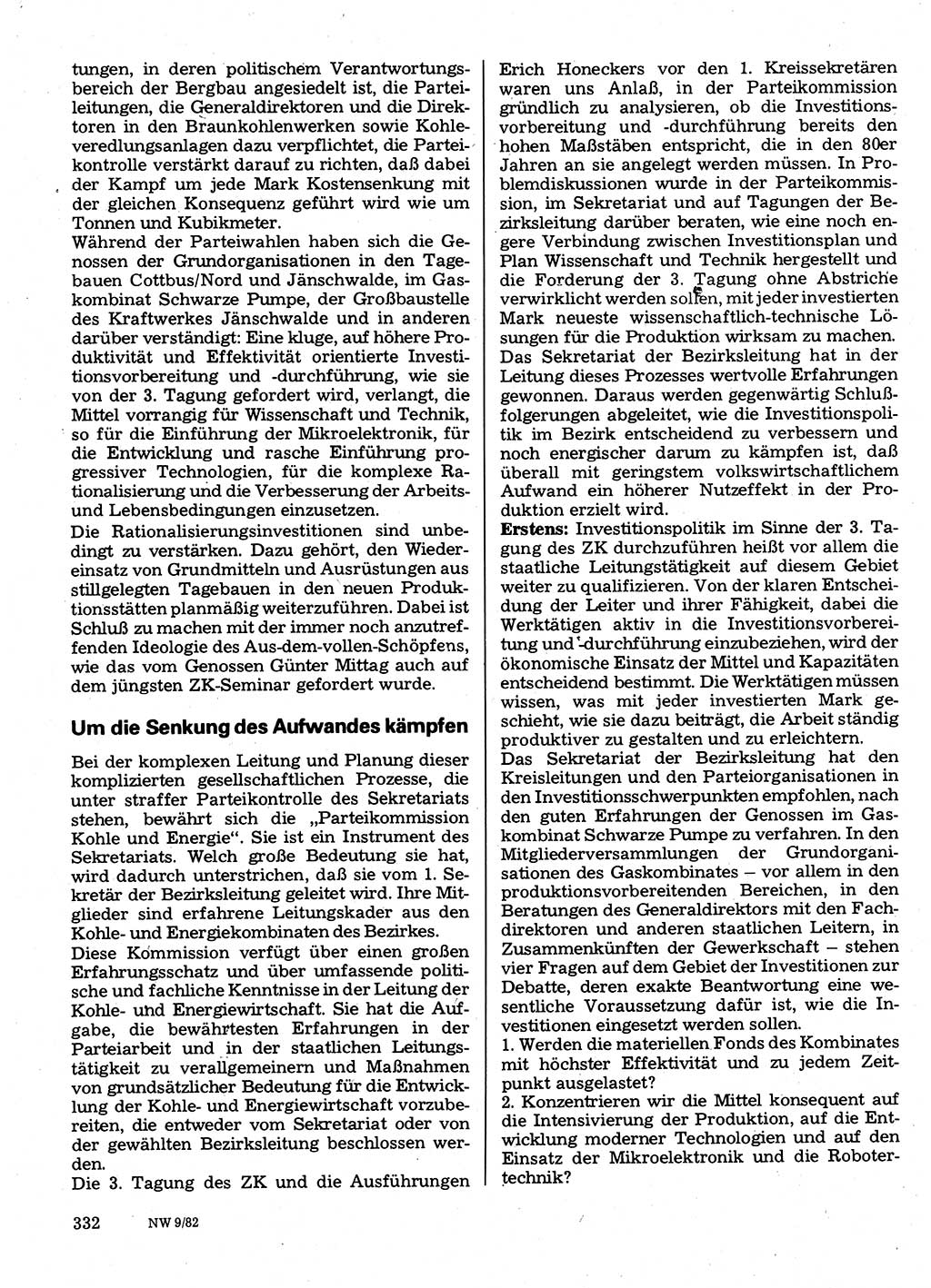 Neuer Weg (NW), Organ des Zentralkomitees (ZK) der SED (Sozialistische Einheitspartei Deutschlands) für Fragen des Parteilebens, 37. Jahrgang [Deutsche Demokratische Republik (DDR)] 1982, Seite 332 (NW ZK SED DDR 1982, S. 332)