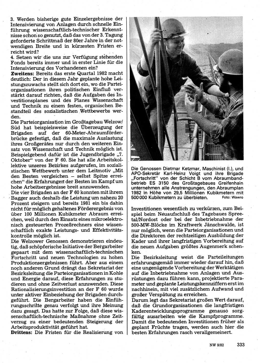 Neuer Weg (NW), Organ des Zentralkomitees (ZK) der SED (Sozialistische Einheitspartei Deutschlands) für Fragen des Parteilebens, 37. Jahrgang [Deutsche Demokratische Republik (DDR)] 1982, Seite 333 (NW ZK SED DDR 1982, S. 333)