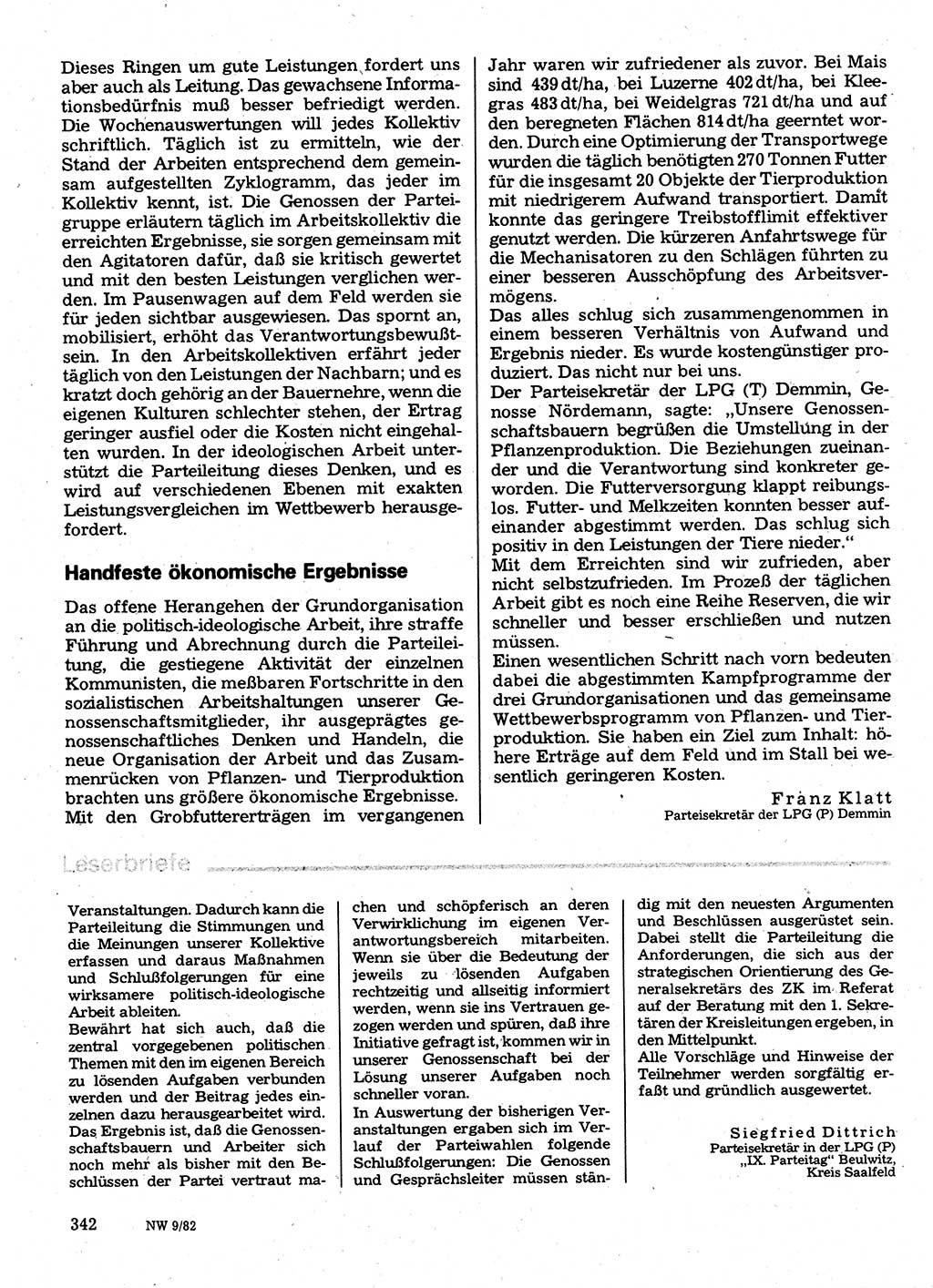 Neuer Weg (NW), Organ des Zentralkomitees (ZK) der SED (Sozialistische Einheitspartei Deutschlands) für Fragen des Parteilebens, 37. Jahrgang [Deutsche Demokratische Republik (DDR)] 1982, Seite 342 (NW ZK SED DDR 1982, S. 342)