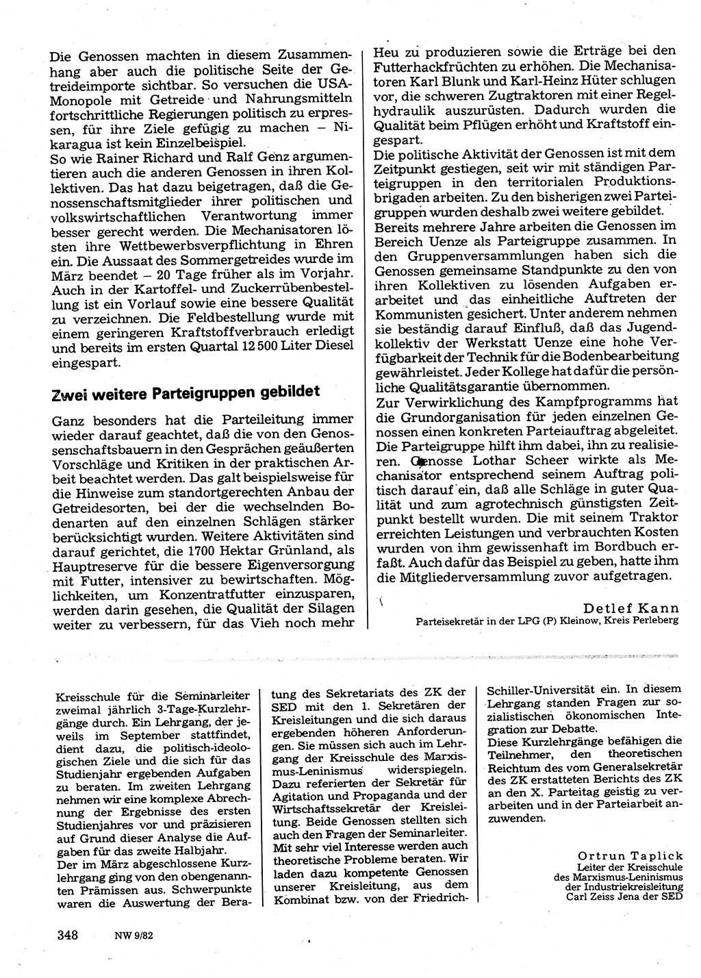 Neuer Weg (NW), Organ des Zentralkomitees (ZK) der SED (Sozialistische Einheitspartei Deutschlands) für Fragen des Parteilebens, 37. Jahrgang [Deutsche Demokratische Republik (DDR)] 1982, Seite 348 (NW ZK SED DDR 1982, S. 348)