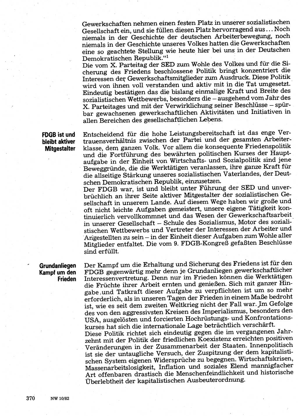 Neuer Weg (NW), Organ des Zentralkomitees (ZK) der SED (Sozialistische Einheitspartei Deutschlands) für Fragen des Parteilebens, 37. Jahrgang [Deutsche Demokratische Republik (DDR)] 1982, Seite 370 (NW ZK SED DDR 1982, S. 370)