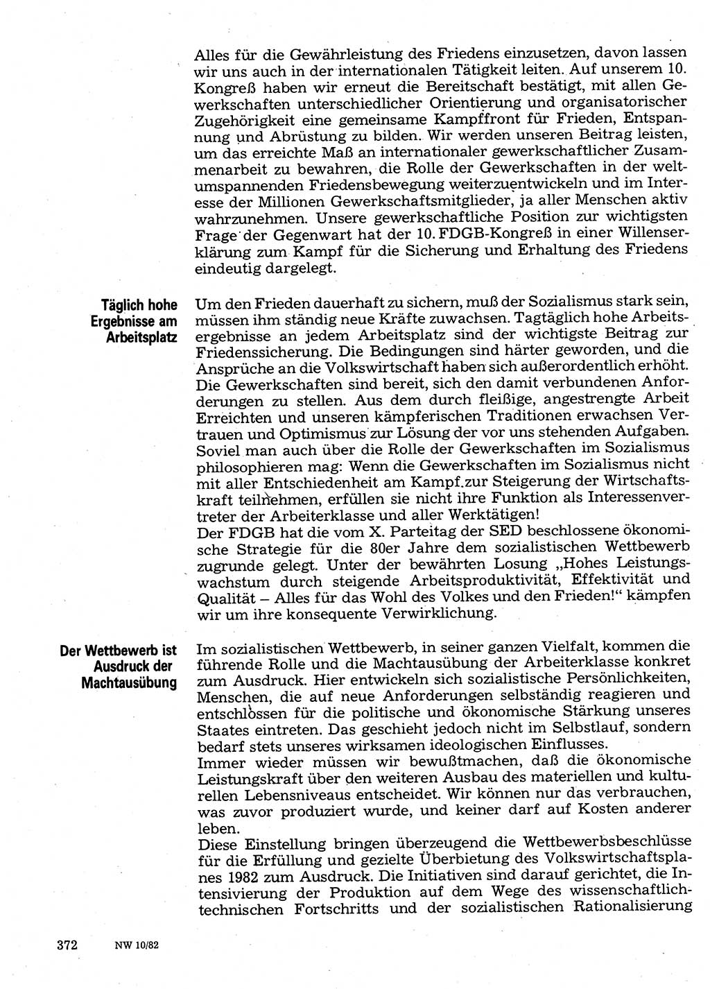 Neuer Weg (NW), Organ des Zentralkomitees (ZK) der SED (Sozialistische Einheitspartei Deutschlands) für Fragen des Parteilebens, 37. Jahrgang [Deutsche Demokratische Republik (DDR)] 1982, Seite 372 (NW ZK SED DDR 1982, S. 372)