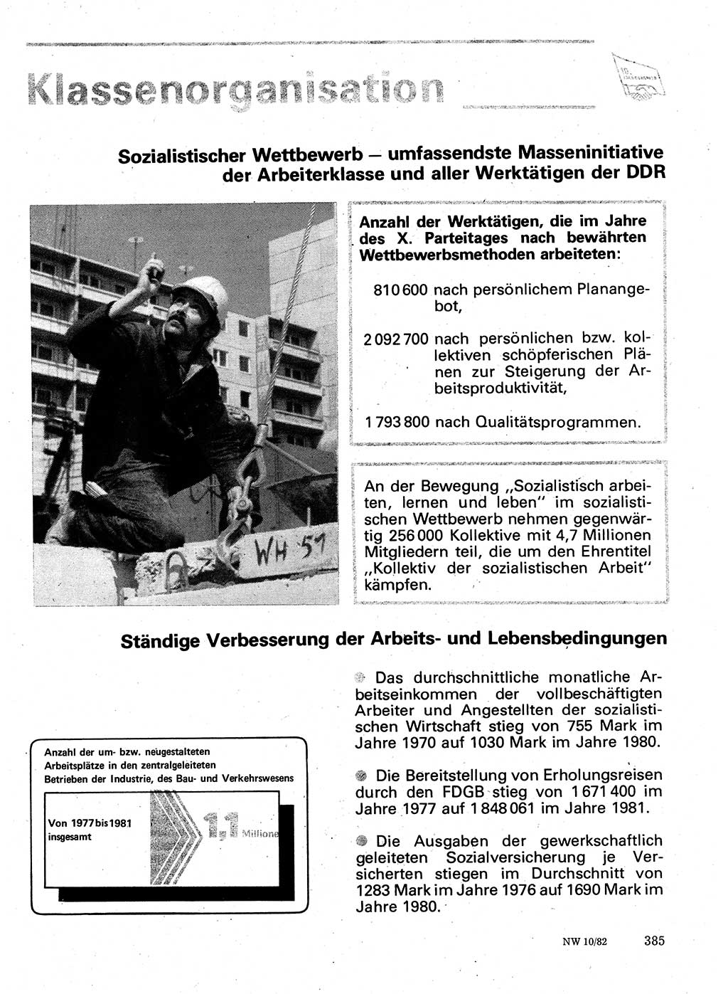Neuer Weg (NW), Organ des Zentralkomitees (ZK) der SED (Sozialistische Einheitspartei Deutschlands) für Fragen des Parteilebens, 37. Jahrgang [Deutsche Demokratische Republik (DDR)] 1982, Seite 385 (NW ZK SED DDR 1982, S. 385)