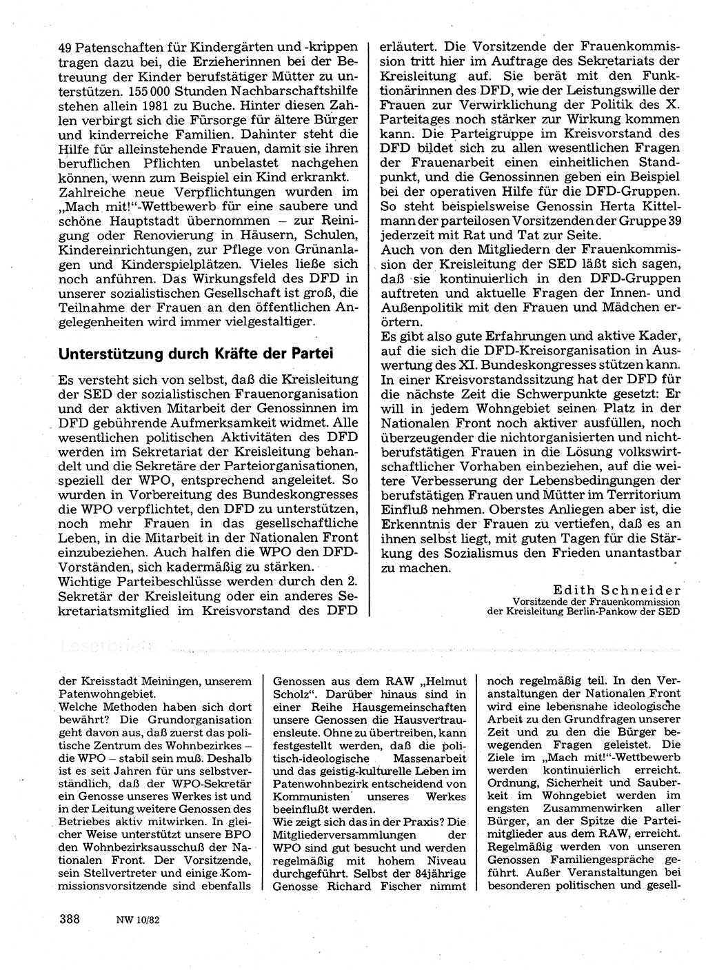 Neuer Weg (NW), Organ des Zentralkomitees (ZK) der SED (Sozialistische Einheitspartei Deutschlands) für Fragen des Parteilebens, 37. Jahrgang [Deutsche Demokratische Republik (DDR)] 1982, Seite 388 (NW ZK SED DDR 1982, S. 388)