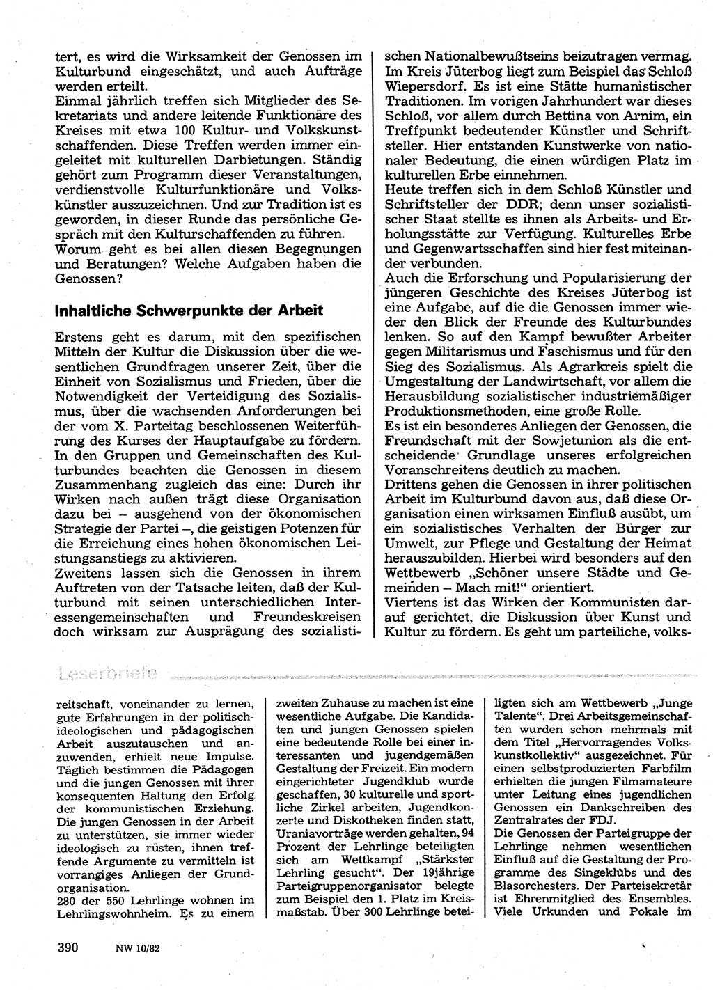 Neuer Weg (NW), Organ des Zentralkomitees (ZK) der SED (Sozialistische Einheitspartei Deutschlands) für Fragen des Parteilebens, 37. Jahrgang [Deutsche Demokratische Republik (DDR)] 1982, Seite 390 (NW ZK SED DDR 1982, S. 390)
