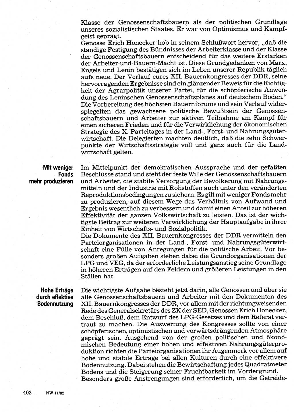 Neuer Weg (NW), Organ des Zentralkomitees (ZK) der SED (Sozialistische Einheitspartei Deutschlands) für Fragen des Parteilebens, 37. Jahrgang [Deutsche Demokratische Republik (DDR)] 1982, Seite 402 (NW ZK SED DDR 1982, S. 402)