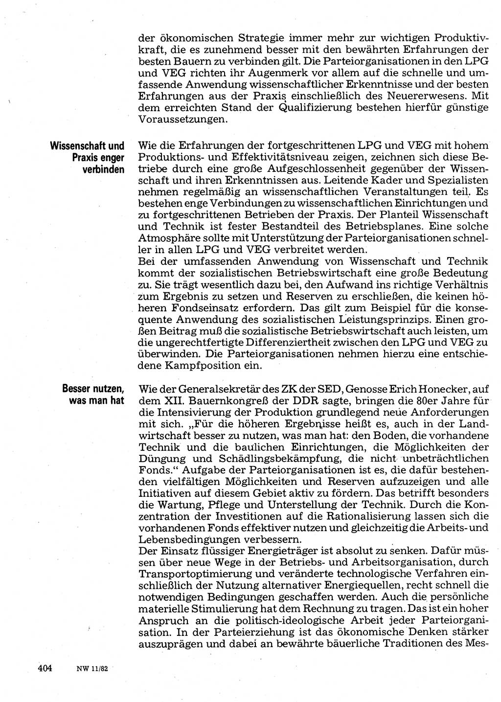 Neuer Weg (NW), Organ des Zentralkomitees (ZK) der SED (Sozialistische Einheitspartei Deutschlands) für Fragen des Parteilebens, 37. Jahrgang [Deutsche Demokratische Republik (DDR)] 1982, Seite 404 (NW ZK SED DDR 1982, S. 404)