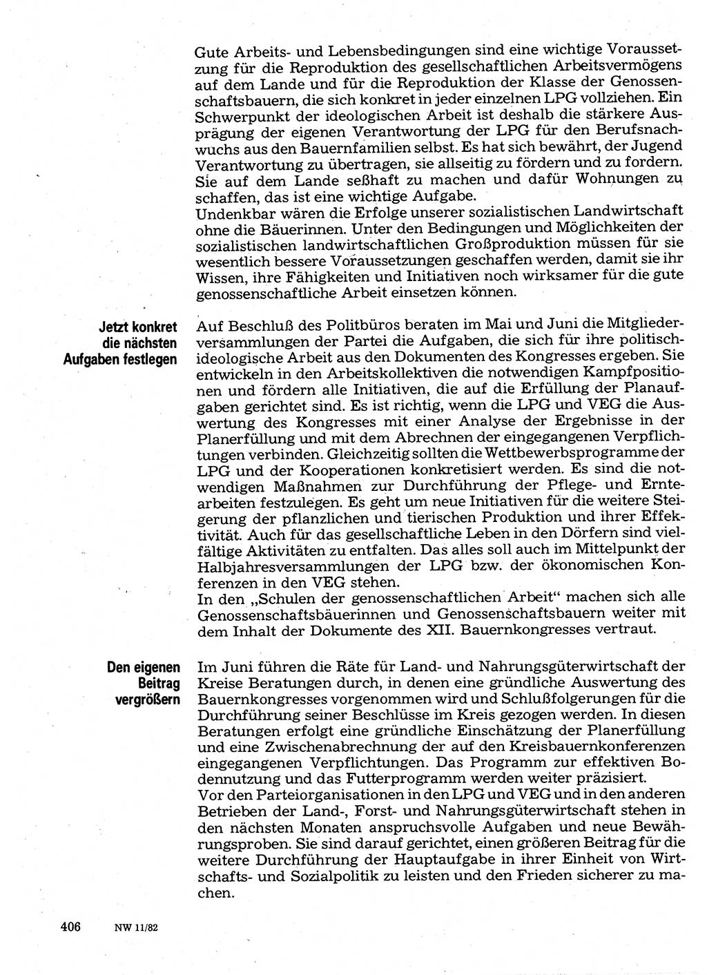 Neuer Weg (NW), Organ des Zentralkomitees (ZK) der SED (Sozialistische Einheitspartei Deutschlands) für Fragen des Parteilebens, 37. Jahrgang [Deutsche Demokratische Republik (DDR)] 1982, Seite 406 (NW ZK SED DDR 1982, S. 406)