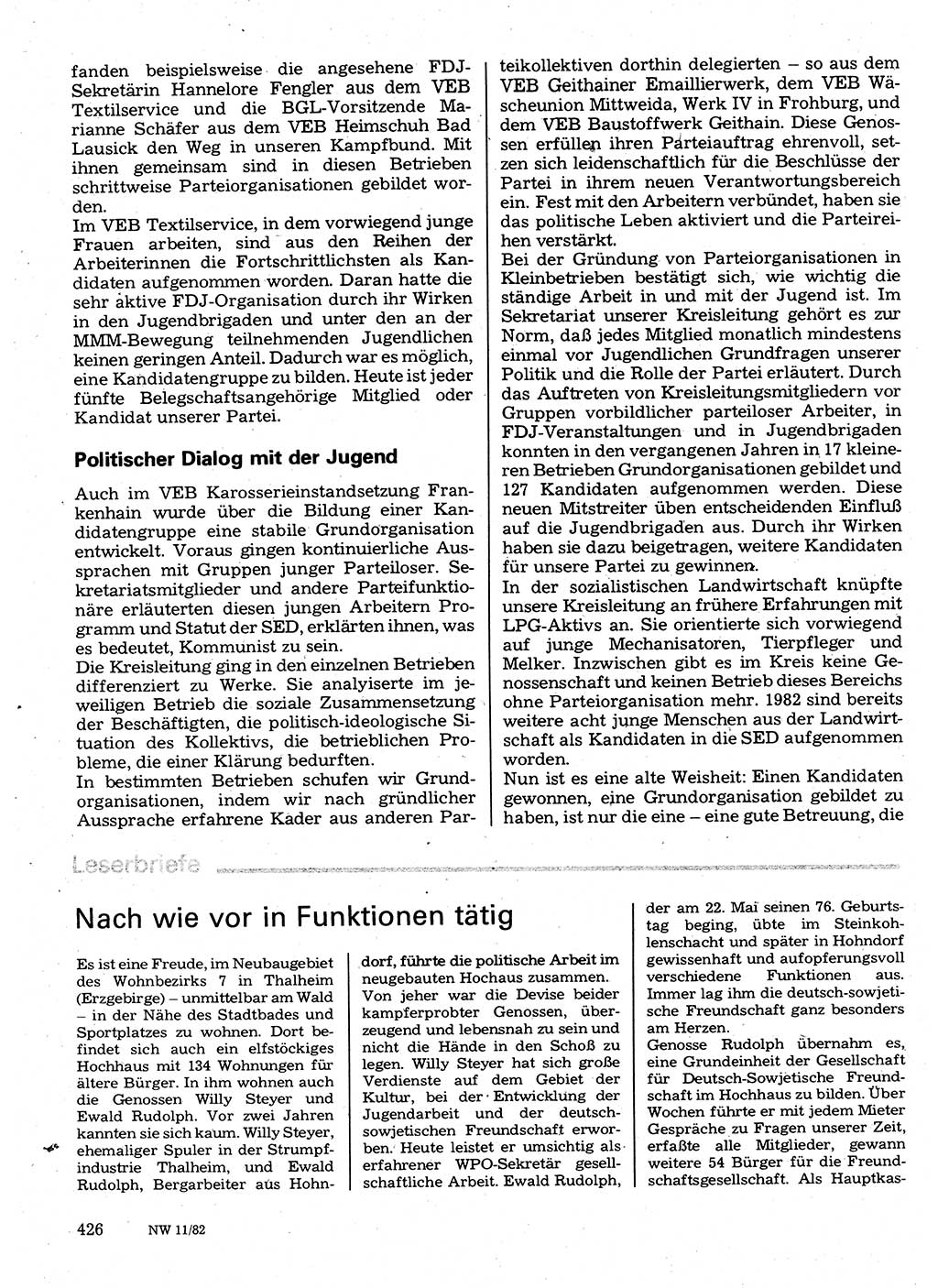 Neuer Weg (NW), Organ des Zentralkomitees (ZK) der SED (Sozialistische Einheitspartei Deutschlands) für Fragen des Parteilebens, 37. Jahrgang [Deutsche Demokratische Republik (DDR)] 1982, Seite 426 (NW ZK SED DDR 1982, S. 426)