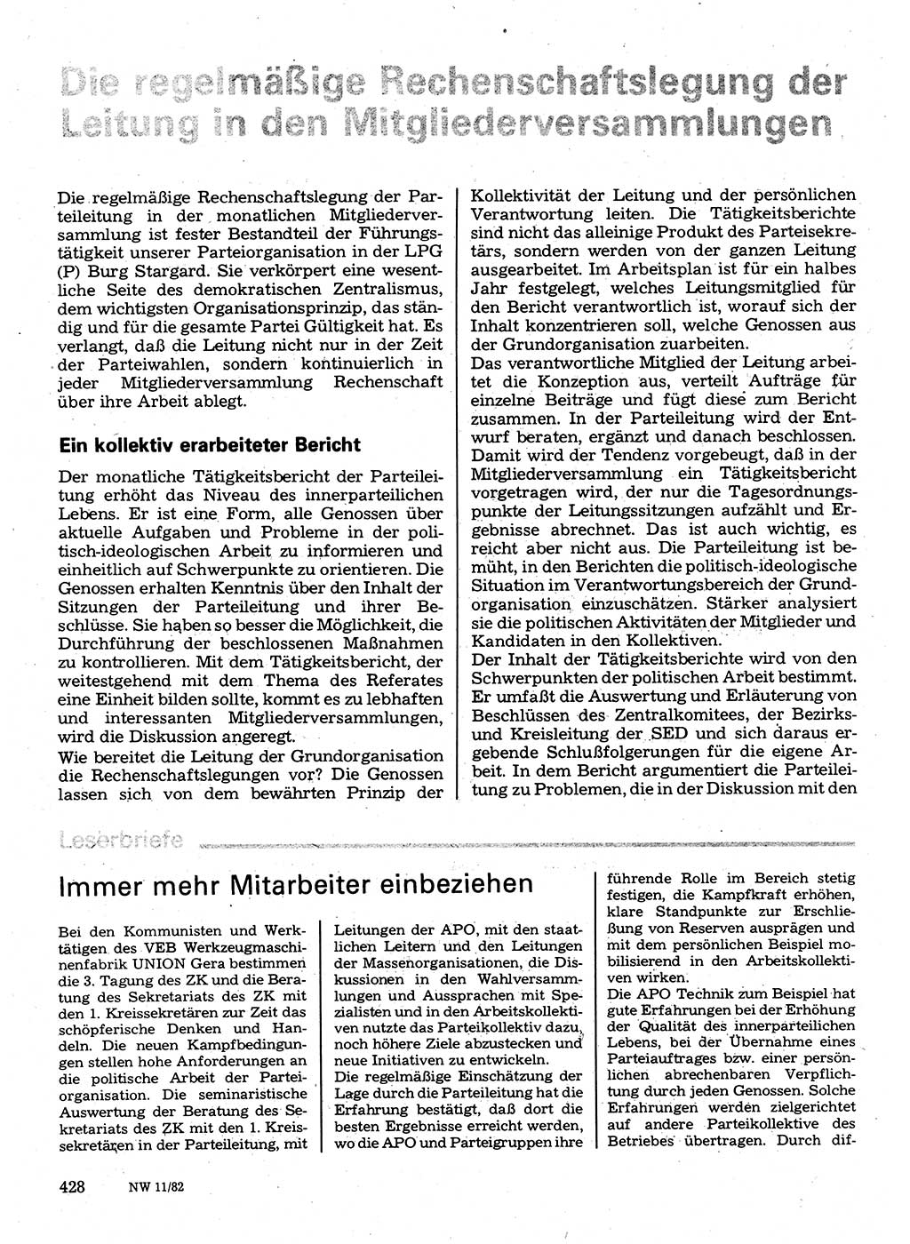 Neuer Weg (NW), Organ des Zentralkomitees (ZK) der SED (Sozialistische Einheitspartei Deutschlands) für Fragen des Parteilebens, 37. Jahrgang [Deutsche Demokratische Republik (DDR)] 1982, Seite 428 (NW ZK SED DDR 1982, S. 428)