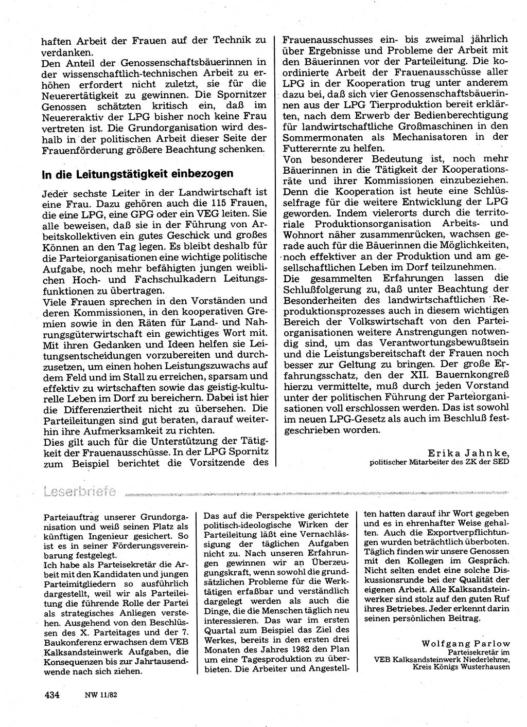 Neuer Weg (NW), Organ des Zentralkomitees (ZK) der SED (Sozialistische Einheitspartei Deutschlands) für Fragen des Parteilebens, 37. Jahrgang [Deutsche Demokratische Republik (DDR)] 1982, Seite 434 (NW ZK SED DDR 1982, S. 434)