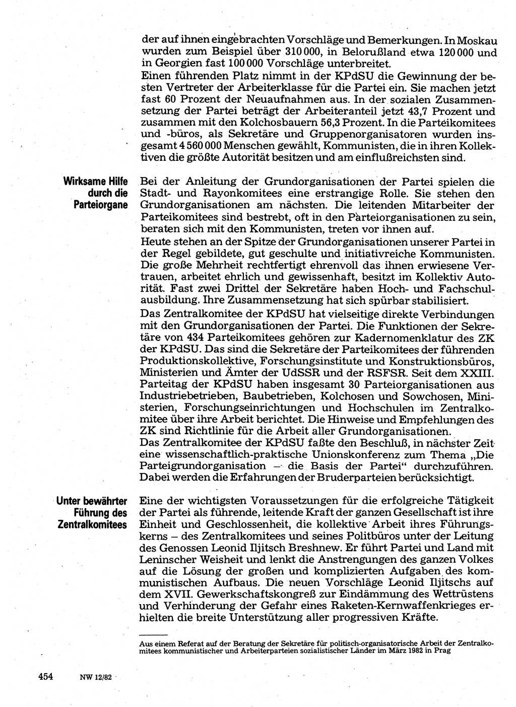 Neuer Weg (NW), Organ des Zentralkomitees (ZK) der SED (Sozialistische Einheitspartei Deutschlands) für Fragen des Parteilebens, 37. Jahrgang [Deutsche Demokratische Republik (DDR)] 1982, Seite 454 (NW ZK SED DDR 1982, S. 454)