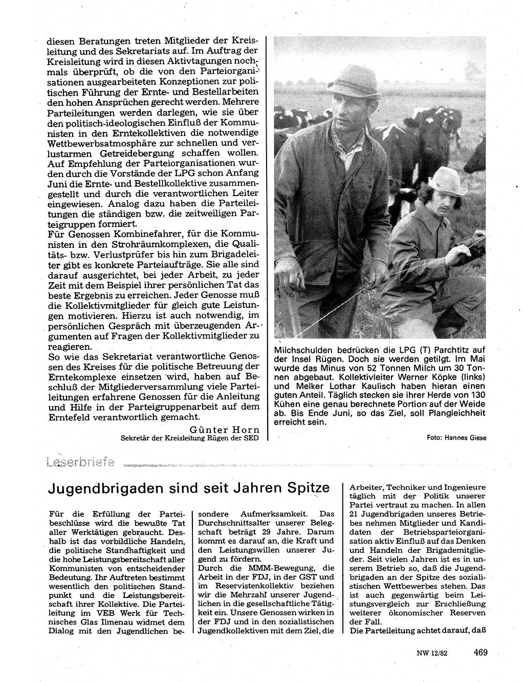 Neuer Weg (NW), Organ des Zentralkomitees (ZK) der SED (Sozialistische Einheitspartei Deutschlands) für Fragen des Parteilebens, 37. Jahrgang [Deutsche Demokratische Republik (DDR)] 1982, Seite 469 (NW ZK SED DDR 1982, S. 469)