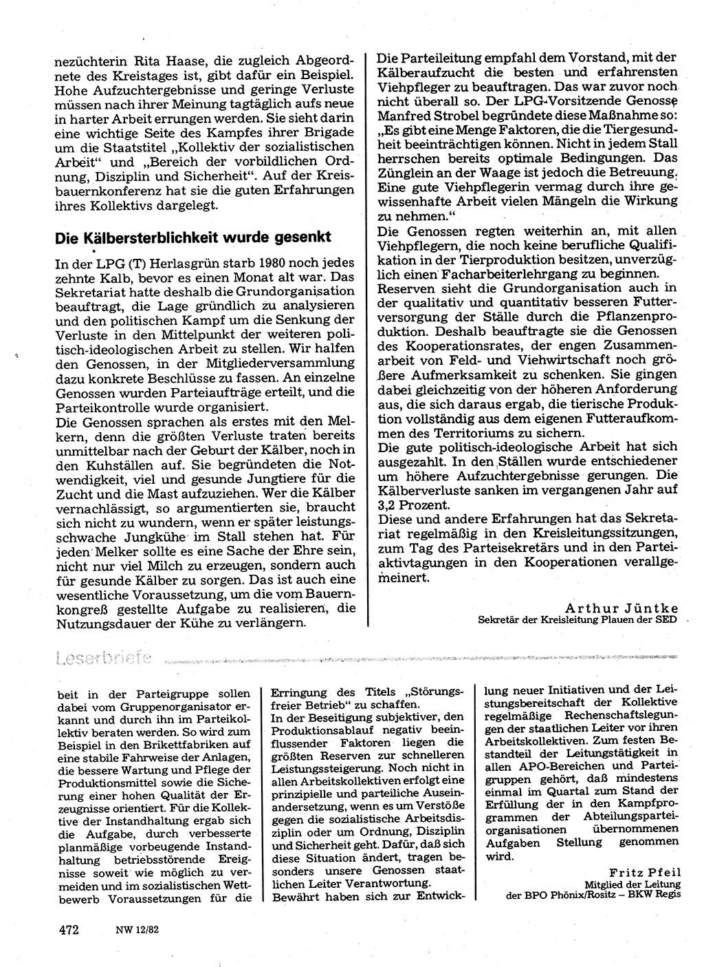 Neuer Weg (NW), Organ des Zentralkomitees (ZK) der SED (Sozialistische Einheitspartei Deutschlands) für Fragen des Parteilebens, 37. Jahrgang [Deutsche Demokratische Republik (DDR)] 1982, Seite 472 (NW ZK SED DDR 1982, S. 472)