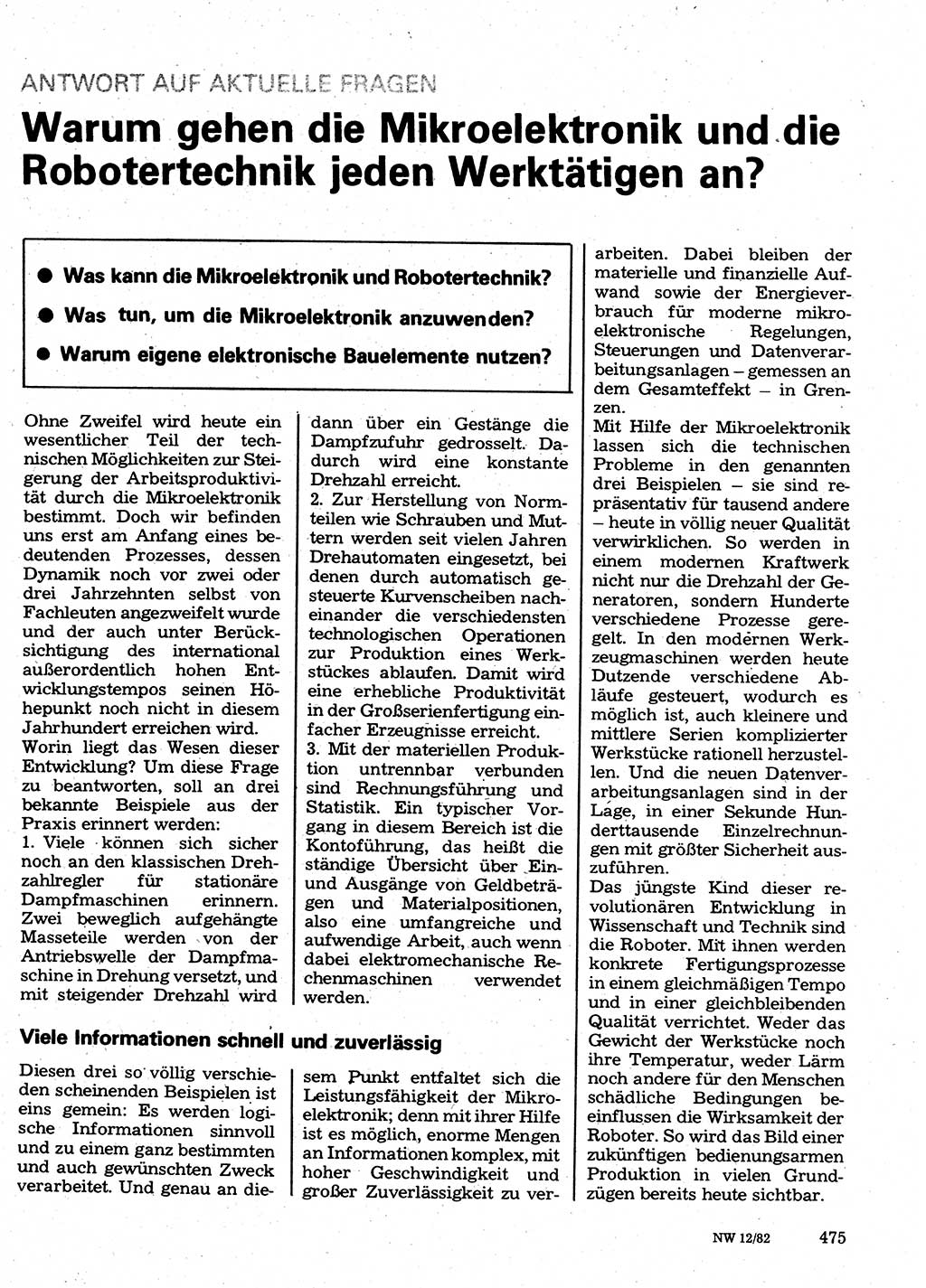 Neuer Weg (NW), Organ des Zentralkomitees (ZK) der SED (Sozialistische Einheitspartei Deutschlands) für Fragen des Parteilebens, 37. Jahrgang [Deutsche Demokratische Republik (DDR)] 1982, Seite 475 (NW ZK SED DDR 1982, S. 475)