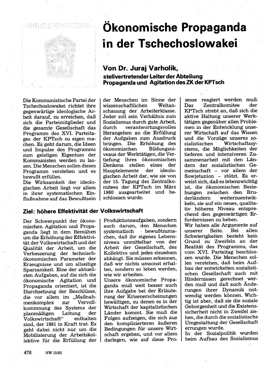 Neuer Weg (NW), Organ des Zentralkomitees (ZK) der SED (Sozialistische Einheitspartei Deutschlands) für Fragen des Parteilebens, 37. Jahrgang [Deutsche Demokratische Republik (DDR)] 1982, Seite 478 (NW ZK SED DDR 1982, S. 478)