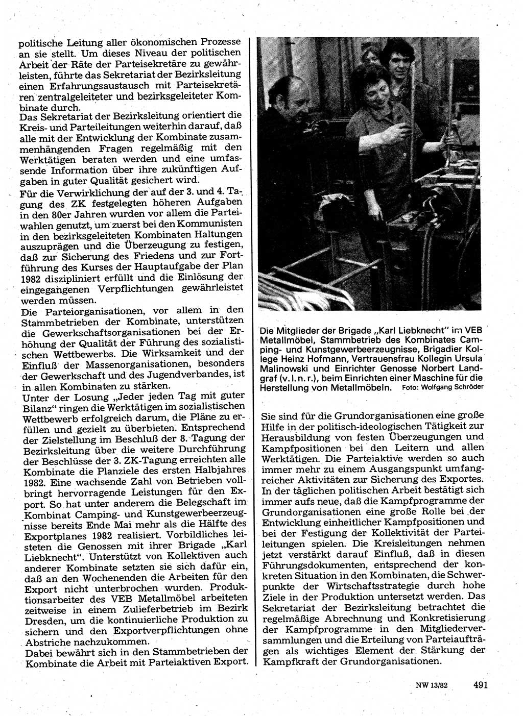 Neuer Weg (NW), Organ des Zentralkomitees (ZK) der SED (Sozialistische Einheitspartei Deutschlands) für Fragen des Parteilebens, 37. Jahrgang [Deutsche Demokratische Republik (DDR)] 1982, Seite 491 (NW ZK SED DDR 1982, S. 491)