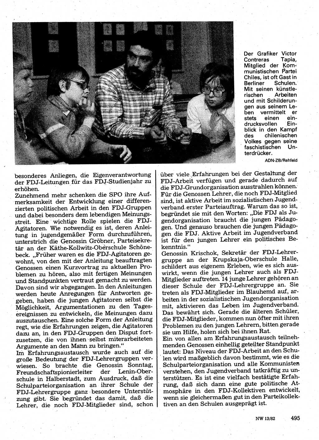 Neuer Weg (NW), Organ des Zentralkomitees (ZK) der SED (Sozialistische Einheitspartei Deutschlands) für Fragen des Parteilebens, 37. Jahrgang [Deutsche Demokratische Republik (DDR)] 1982, Seite 495 (NW ZK SED DDR 1982, S. 495)