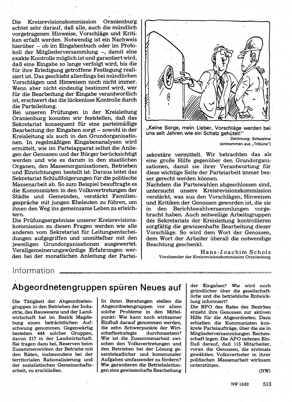 Neuer Weg (NW), Organ des Zentralkomitees (ZK) der SED (Sozialistische Einheitspartei Deutschlands) für Fragen des Parteilebens, 37. Jahrgang [Deutsche Demokratische Republik (DDR)] 1982, Seite 513 (NW ZK SED DDR 1982, S. 513)