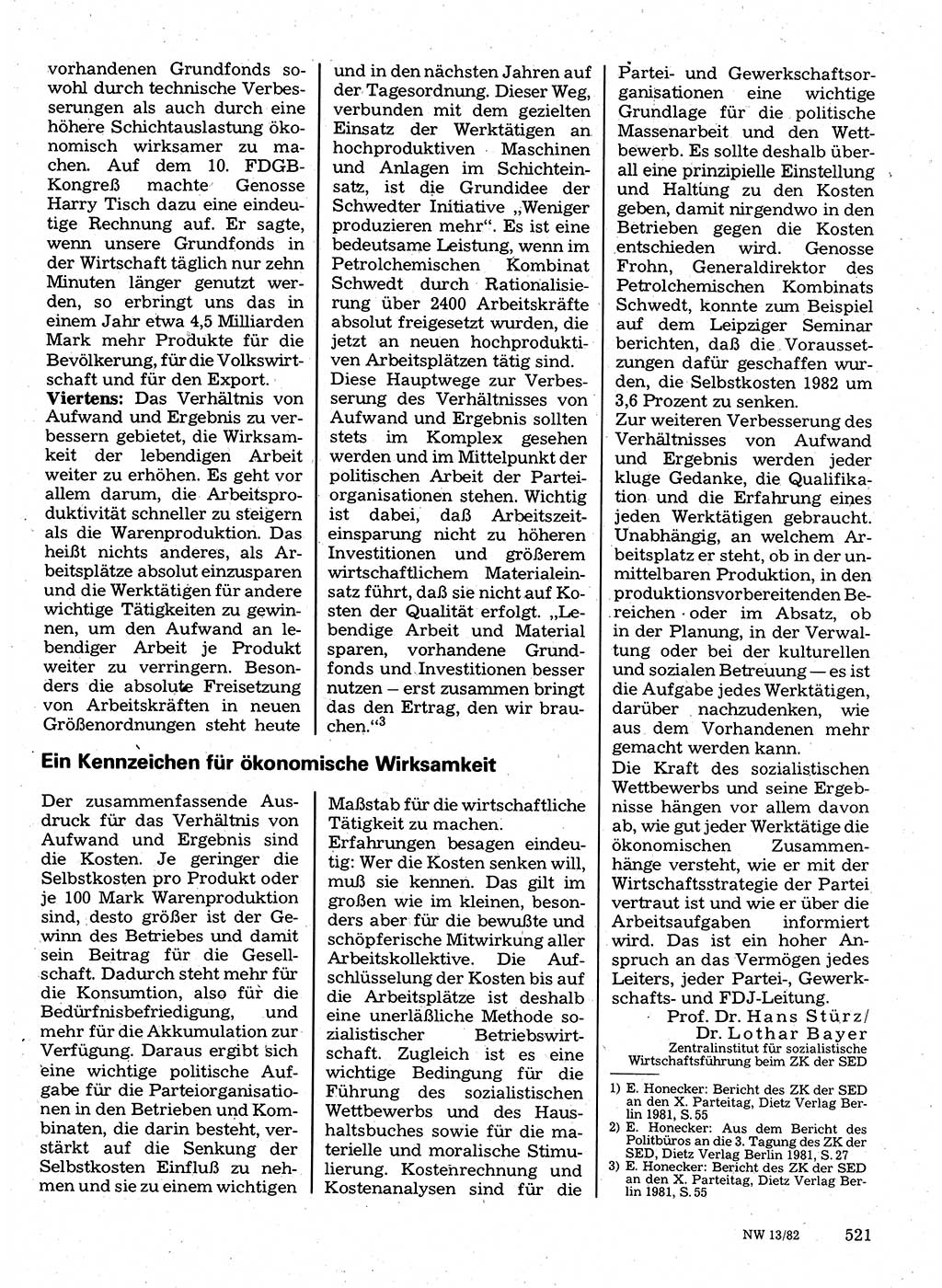 Neuer Weg (NW), Organ des Zentralkomitees (ZK) der SED (Sozialistische Einheitspartei Deutschlands) für Fragen des Parteilebens, 37. Jahrgang [Deutsche Demokratische Republik (DDR)] 1982, Seite 521 (NW ZK SED DDR 1982, S. 521)