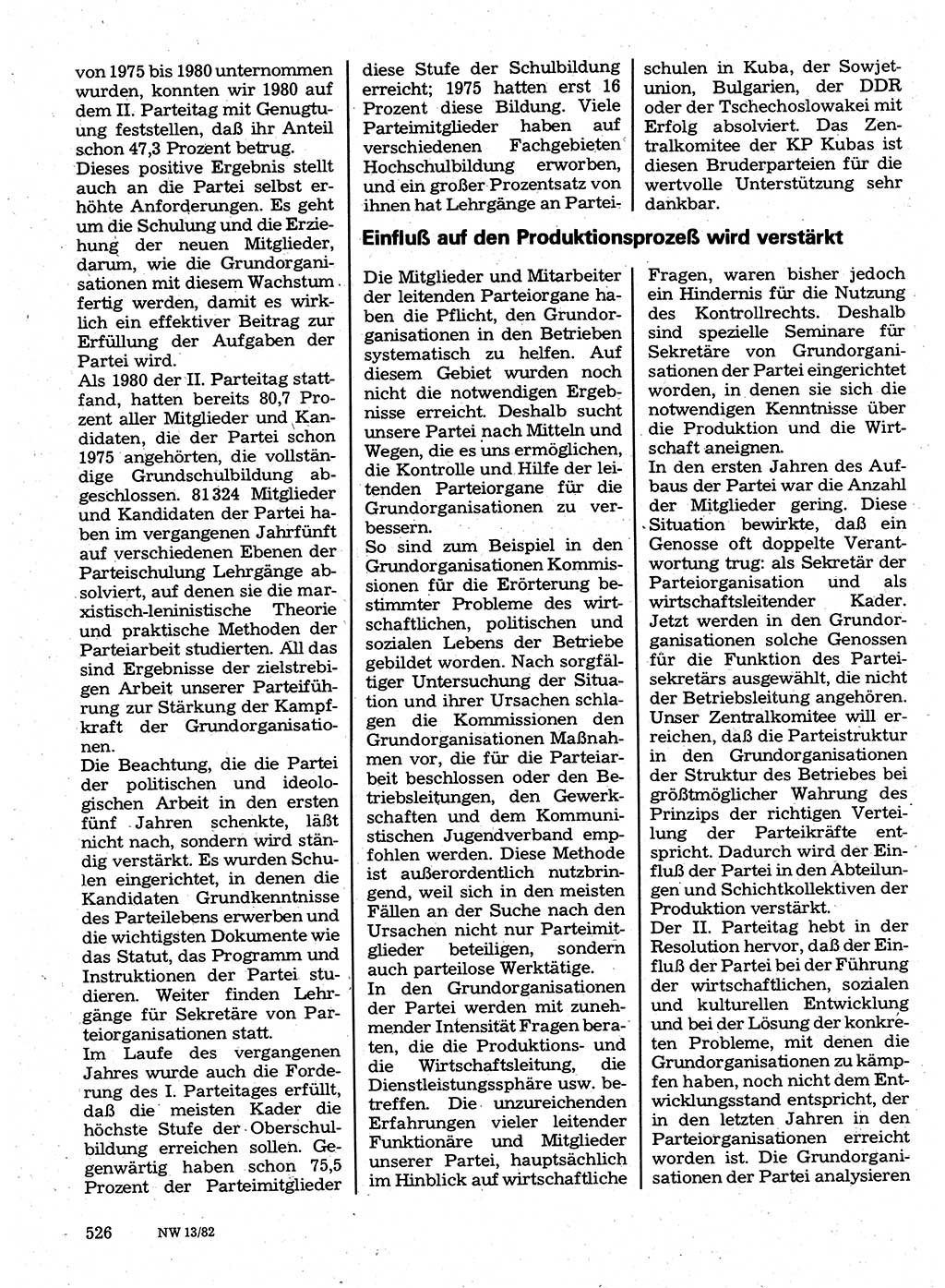 Neuer Weg (NW), Organ des Zentralkomitees (ZK) der SED (Sozialistische Einheitspartei Deutschlands) für Fragen des Parteilebens, 37. Jahrgang [Deutsche Demokratische Republik (DDR)] 1982, Seite 526 (NW ZK SED DDR 1982, S. 526)