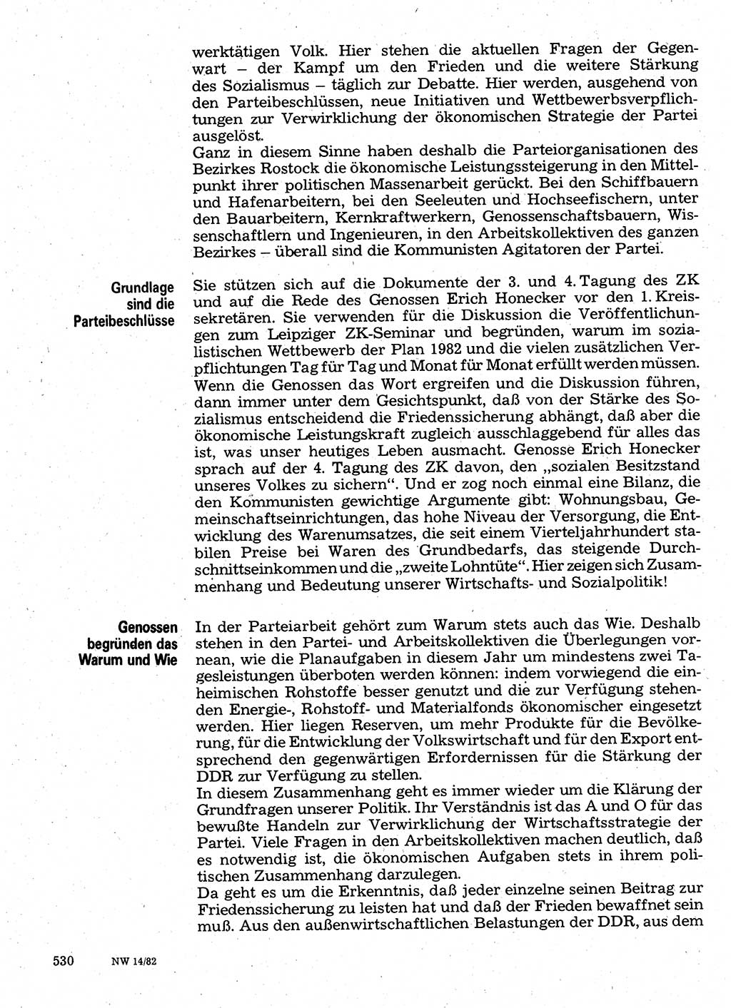 Neuer Weg (NW), Organ des Zentralkomitees (ZK) der SED (Sozialistische Einheitspartei Deutschlands) für Fragen des Parteilebens, 37. Jahrgang [Deutsche Demokratische Republik (DDR)] 1982, Seite 530 (NW ZK SED DDR 1982, S. 530)