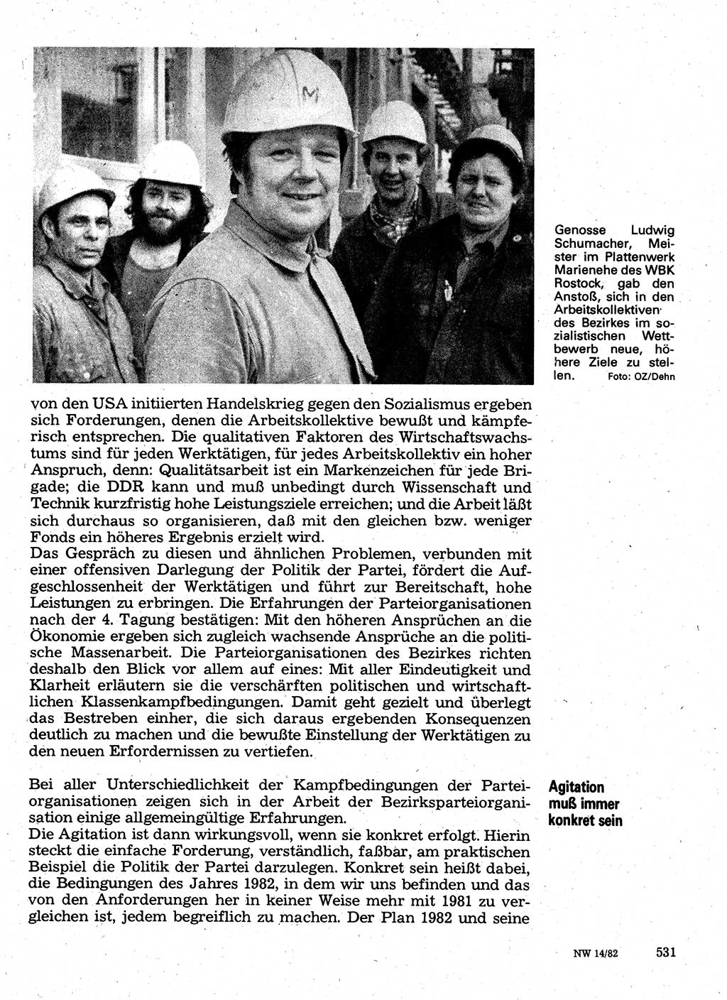 Neuer Weg (NW), Organ des Zentralkomitees (ZK) der SED (Sozialistische Einheitspartei Deutschlands) für Fragen des Parteilebens, 37. Jahrgang [Deutsche Demokratische Republik (DDR)] 1982, Seite 531 (NW ZK SED DDR 1982, S. 531)