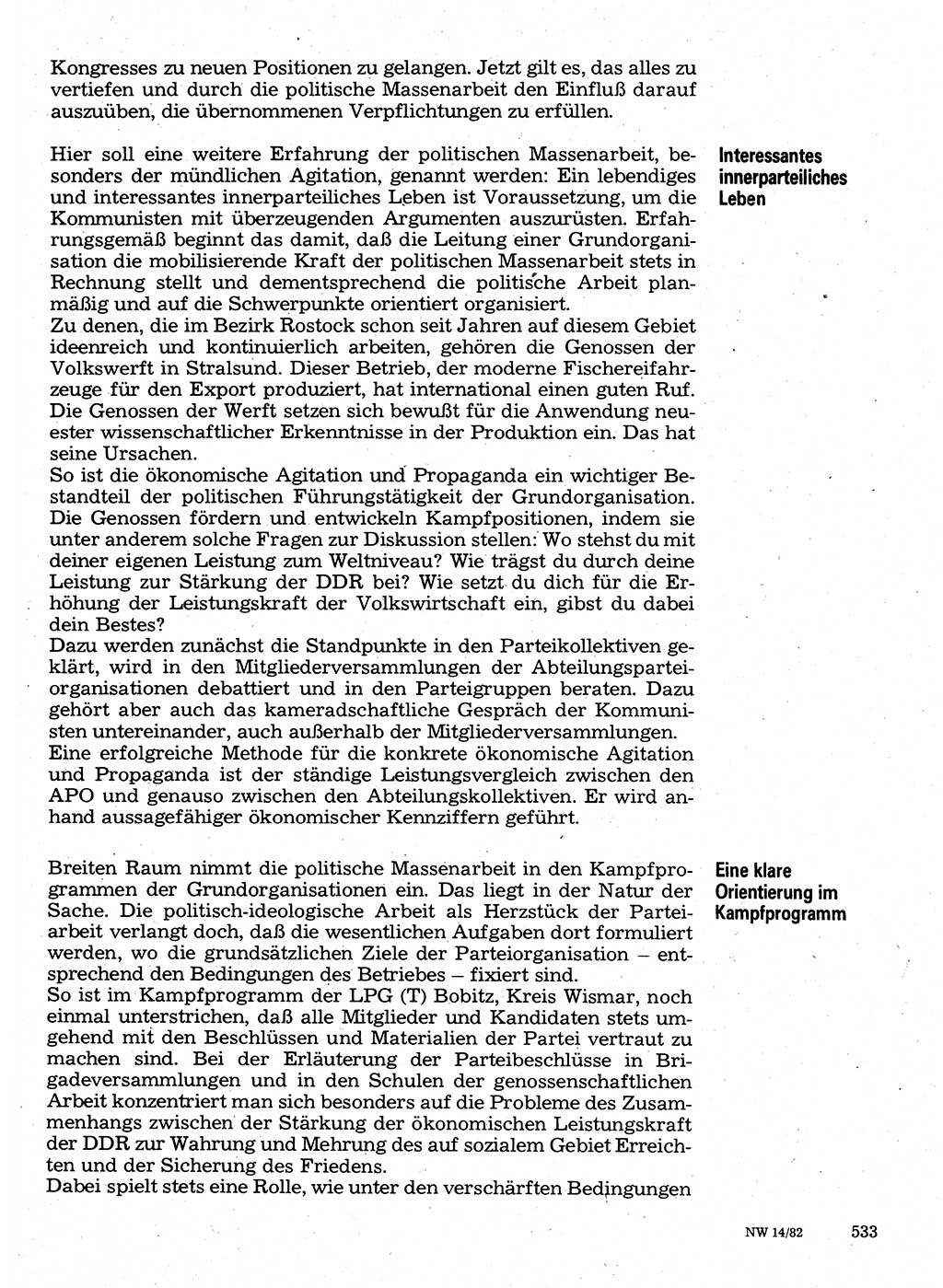 Neuer Weg (NW), Organ des Zentralkomitees (ZK) der SED (Sozialistische Einheitspartei Deutschlands) für Fragen des Parteilebens, 37. Jahrgang [Deutsche Demokratische Republik (DDR)] 1982, Seite 533 (NW ZK SED DDR 1982, S. 533)