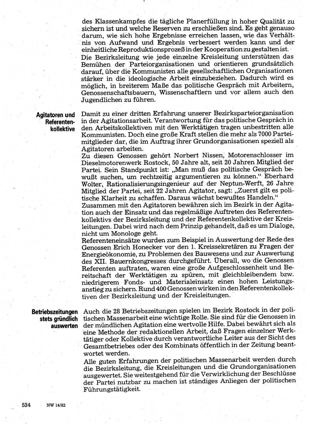 Neuer Weg (NW), Organ des Zentralkomitees (ZK) der SED (Sozialistische Einheitspartei Deutschlands) für Fragen des Parteilebens, 37. Jahrgang [Deutsche Demokratische Republik (DDR)] 1982, Seite 534 (NW ZK SED DDR 1982, S. 534)