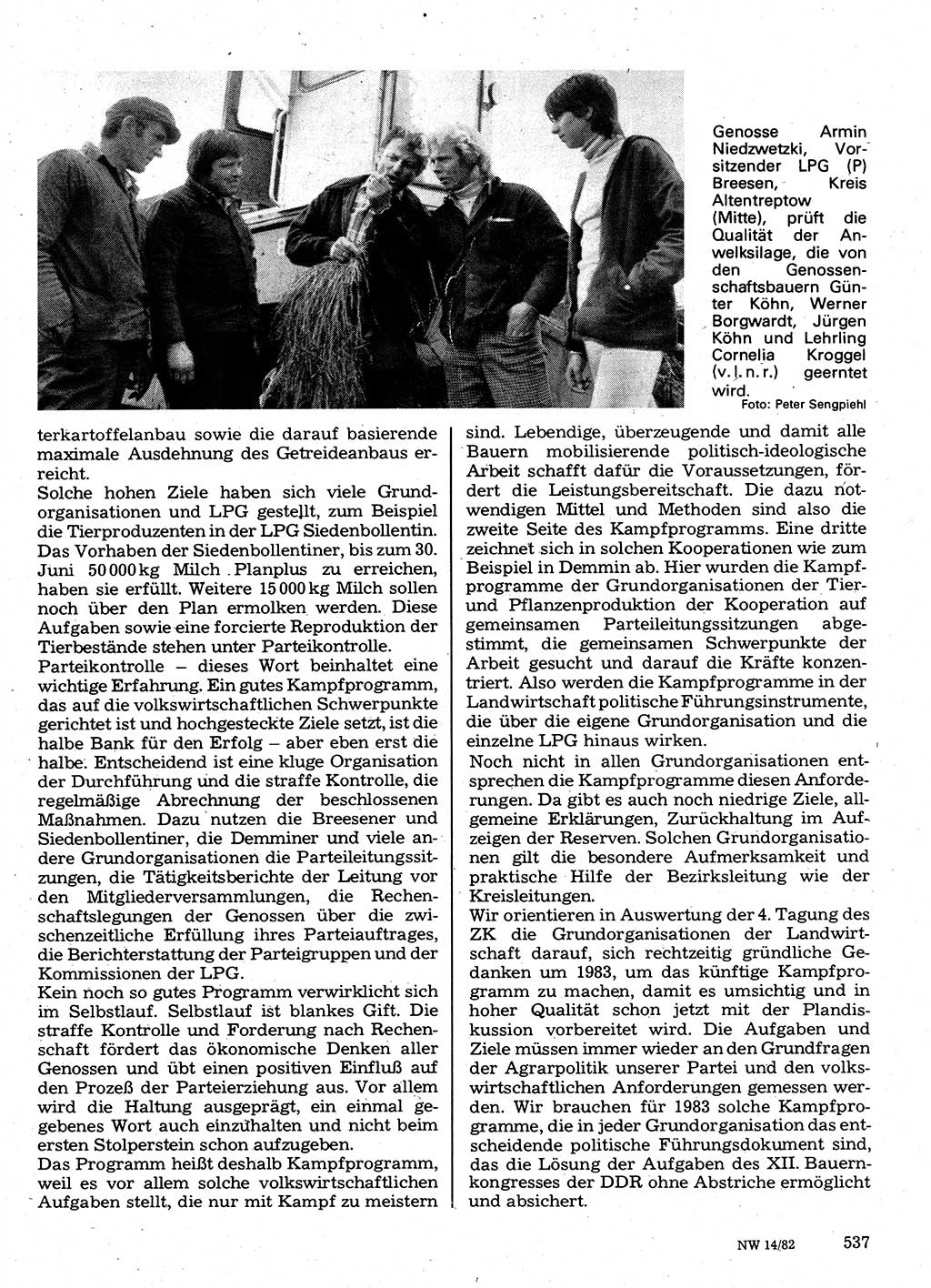 Neuer Weg (NW), Organ des Zentralkomitees (ZK) der SED (Sozialistische Einheitspartei Deutschlands) für Fragen des Parteilebens, 37. Jahrgang [Deutsche Demokratische Republik (DDR)] 1982, Seite 537 (NW ZK SED DDR 1982, S. 537)